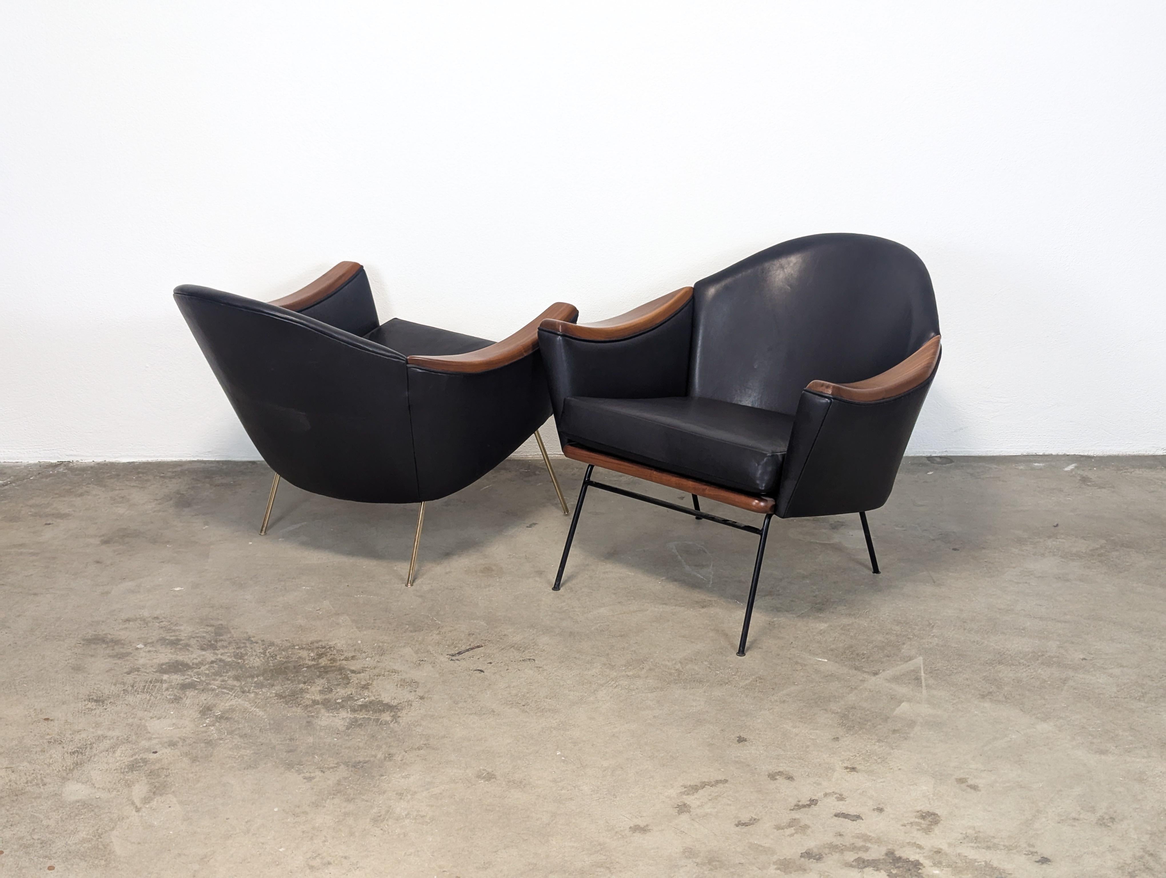 Metal Mid Century Leather Lounge Chairs Adrian Pearsall for Craft Associates, c1960s For Sale