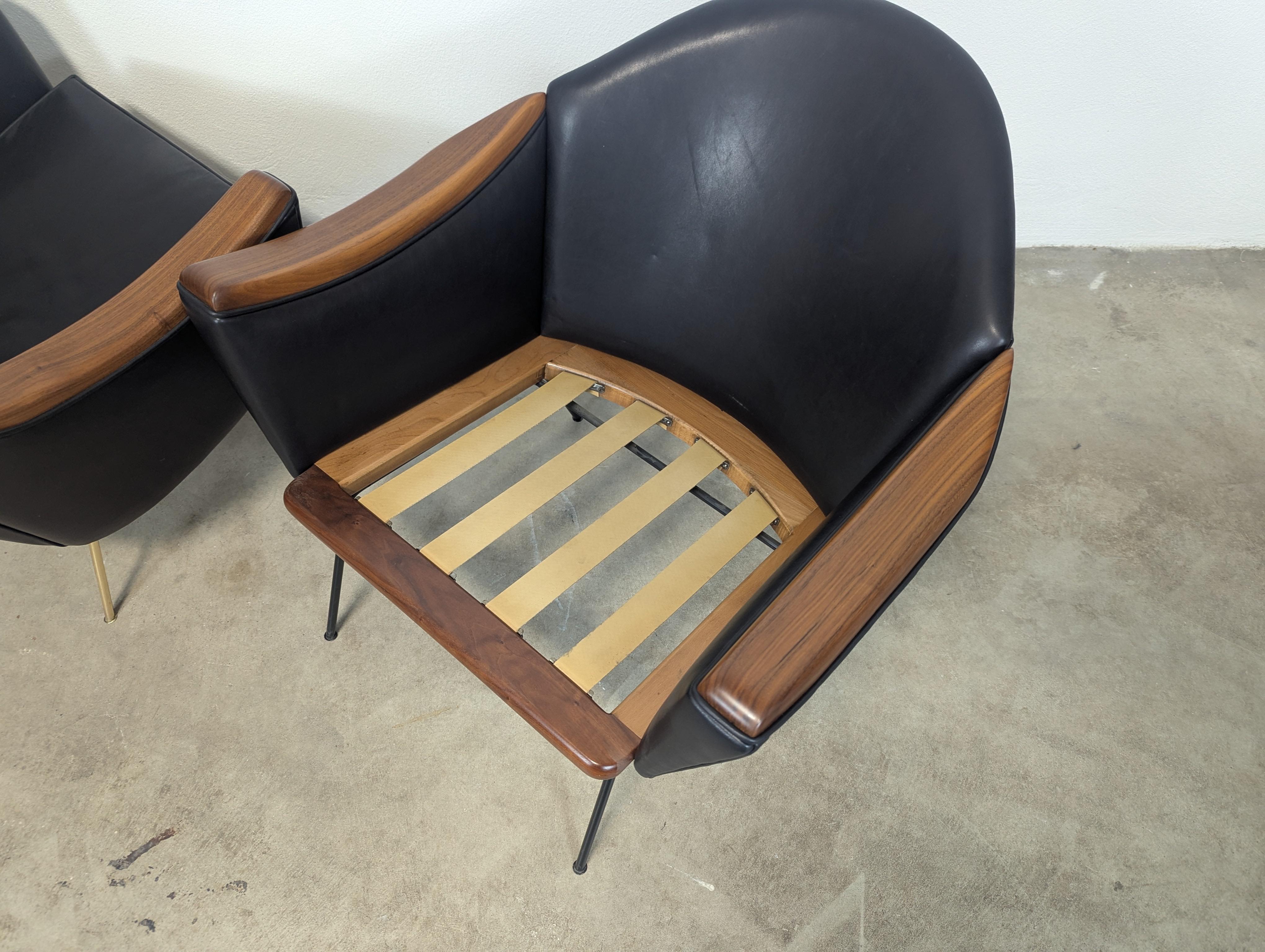 Mid Century Leather Lounge Chairs Adrian Pearsall for Craft Associates, c1960s For Sale 2