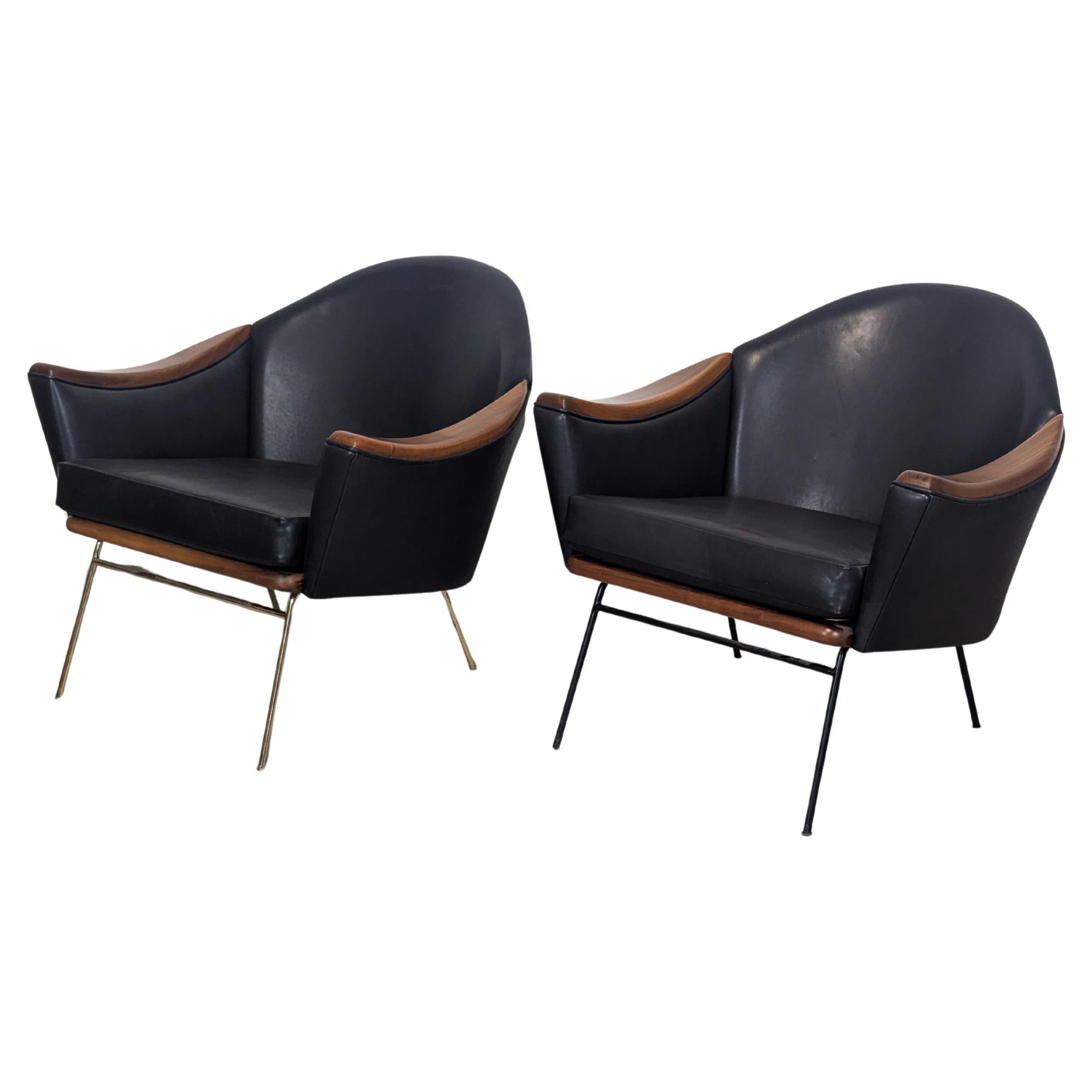 Mid Century Leather Lounge Chairs Adrian Pearsall for Craft Associates, c1960s For Sale