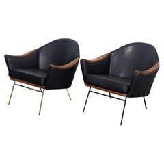 Mid Century Leather Lounge Chairs Adrian Pearsall for Craft Associates, c1960s