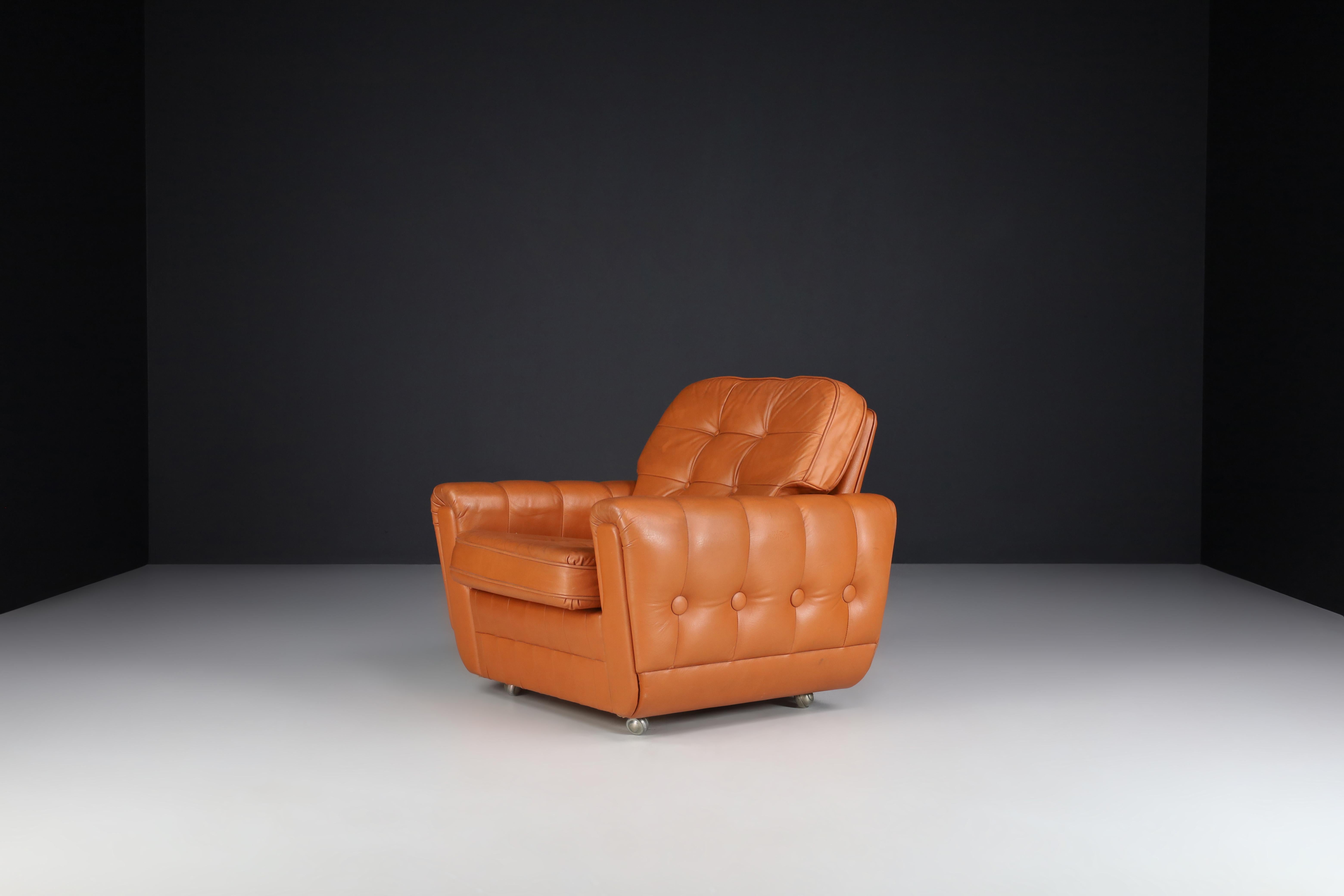 Mid-Century Modern Mid-Century Leather Lounge Chairs, France, 1960s For Sale