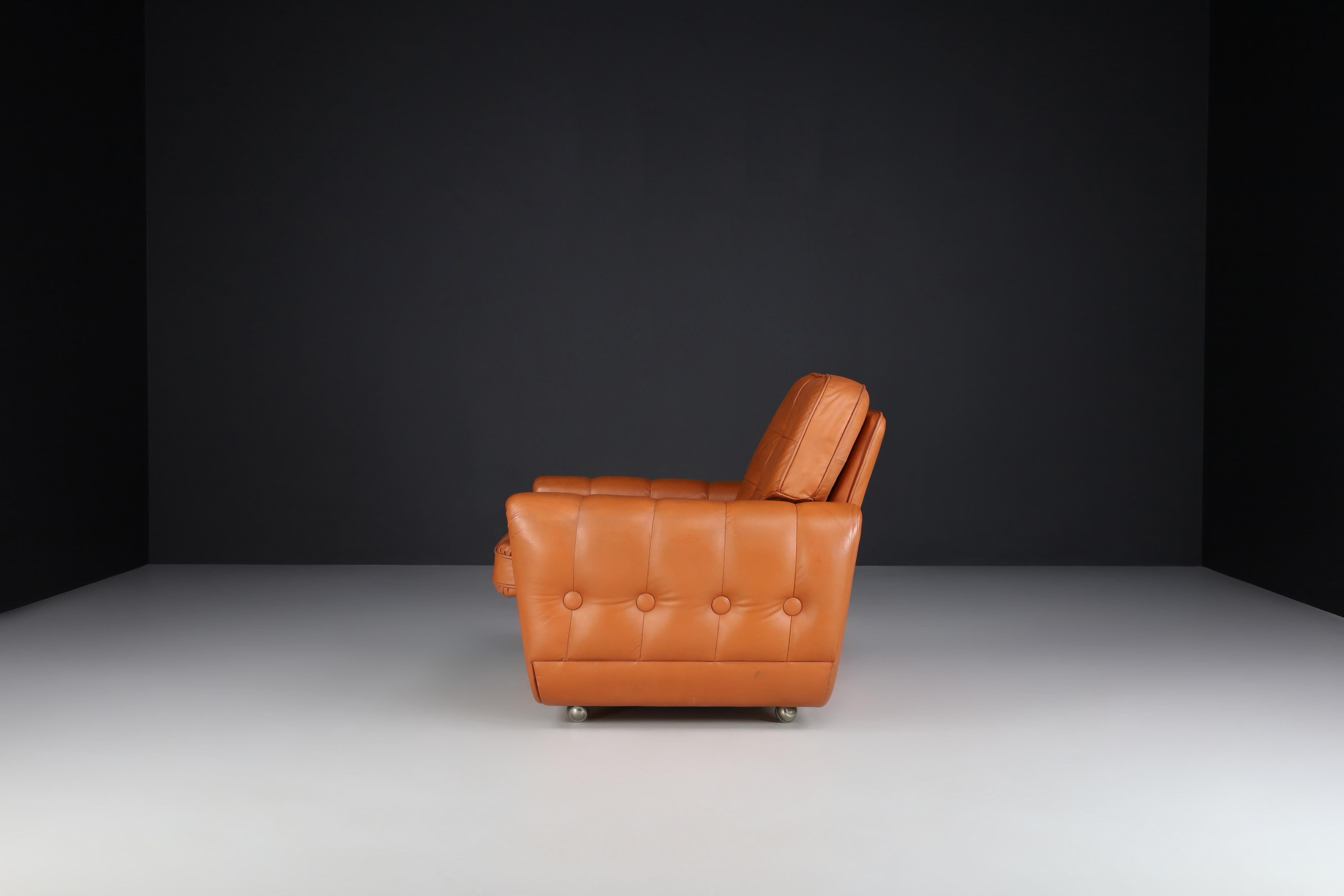 French Mid-Century Leather Lounge Chairs, France, 1960s For Sale