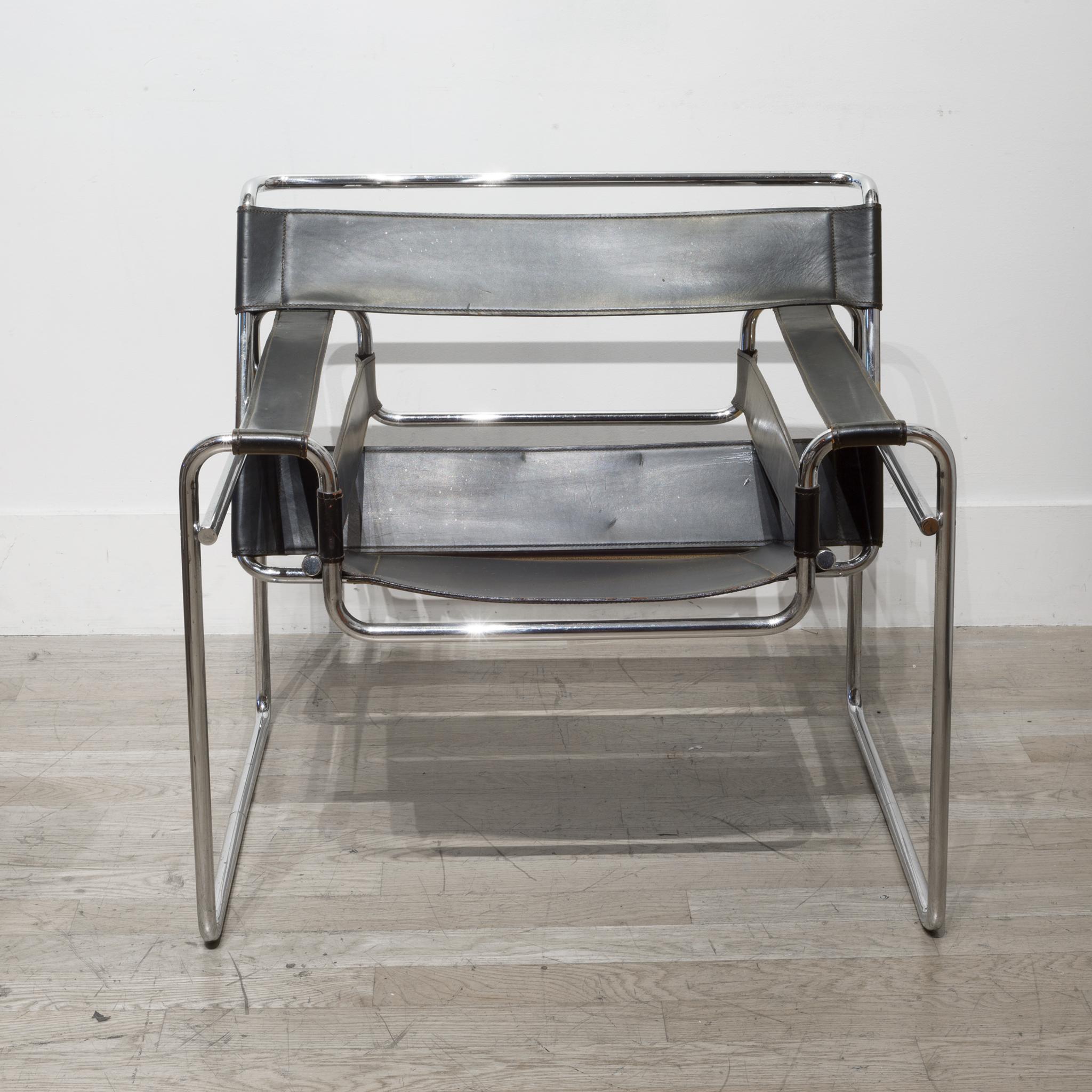 About

An iconic Marcel Breuer for Knoll Wassily chair with tubular chrome frame and black leather. No caps on the ends of the tubular frame. One continuous piece of metal.

Contact us for more shipping options: S16 Home San Francisco

 Creator: