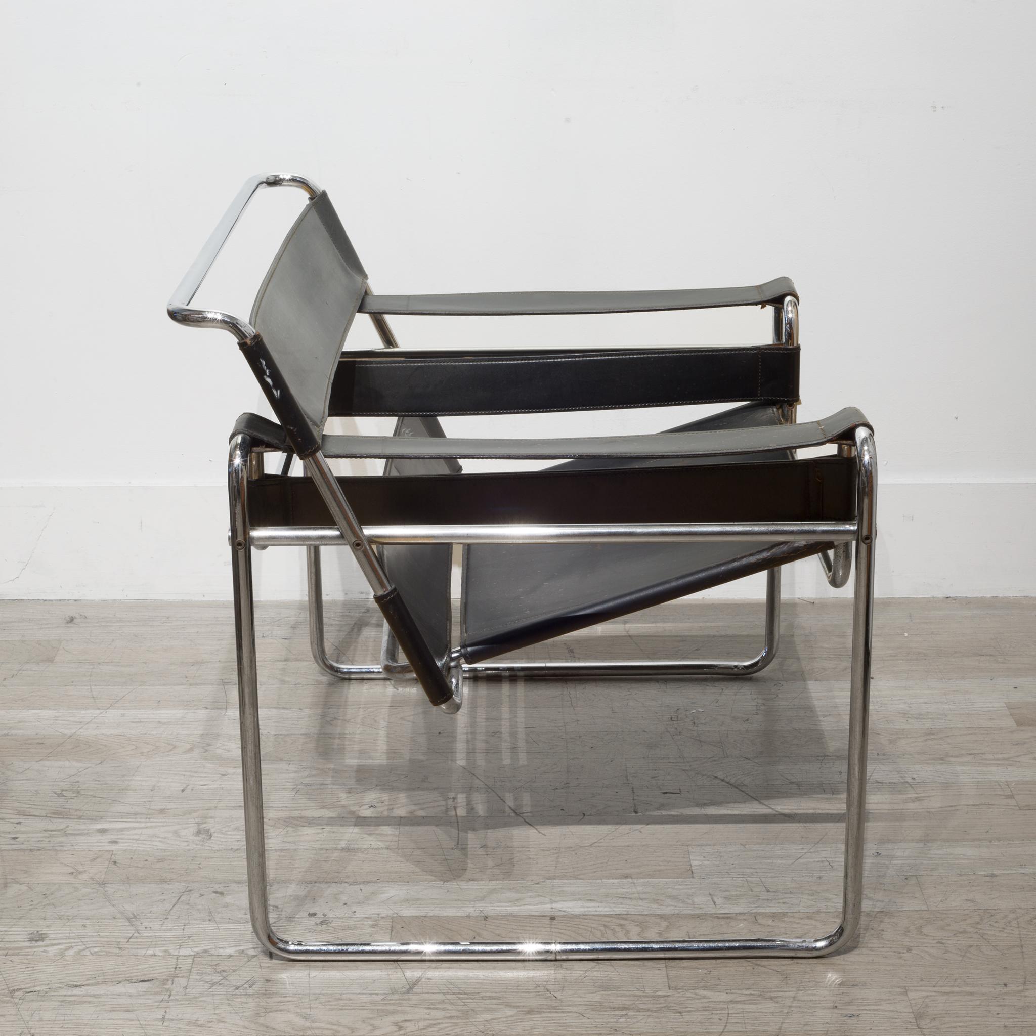 American Midcentury Leather Marcel Wander for Knoll Wassily Chair, circa 1950-1960