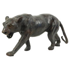 Vintage Mid Century Leather Panther Statue Liberty of London 43cm