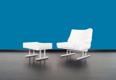 Vintage Leather and Chrome Reclining Lounge Chair and Ottoman