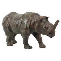 Vintage Mid Century Leather Rhino Statue Liberty of London 41cm