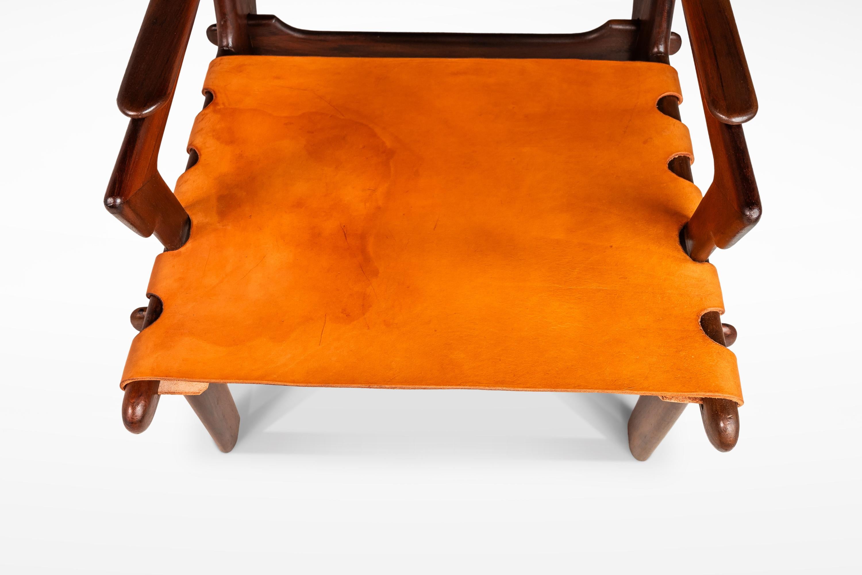 Mid-Century Leather Safari Lounge Chair by Angel Pazmino, Ecuador, c. 1960s For Sale 7