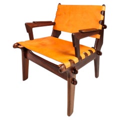 Antique Mid-Century Leather Safari Lounge Chair by Angel Pazmino, Ecuador, c. 1960s