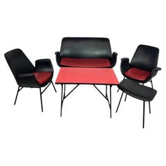 Mid-century leather seating group attr. Gastone Rinaldi