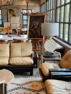 Midcentury Leather Seating Set, Sofa and Chairs, 1960s