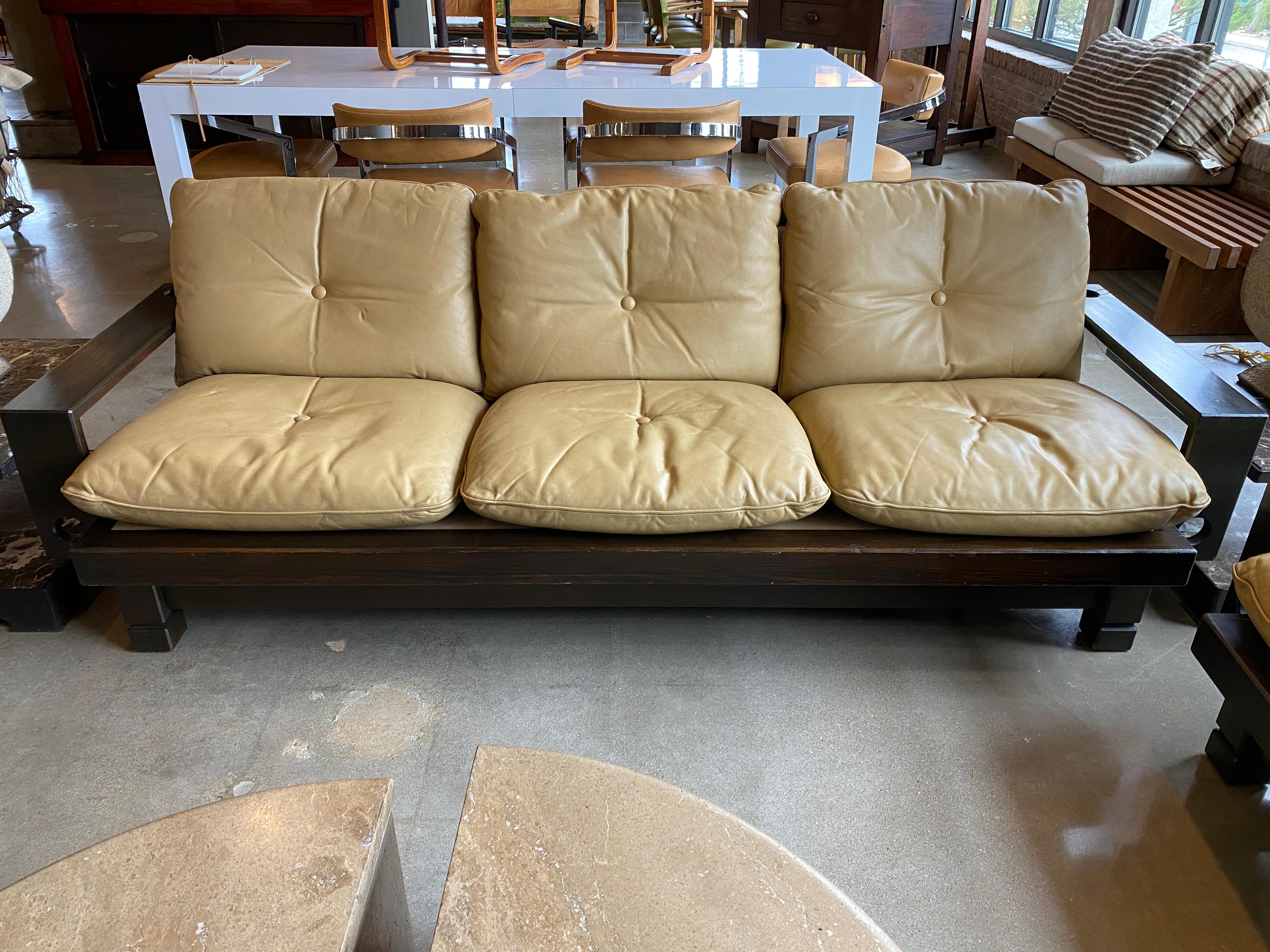 Mid-Century Modern Midcentury Leather Seating Set, Sofa and Chairs, 1960s