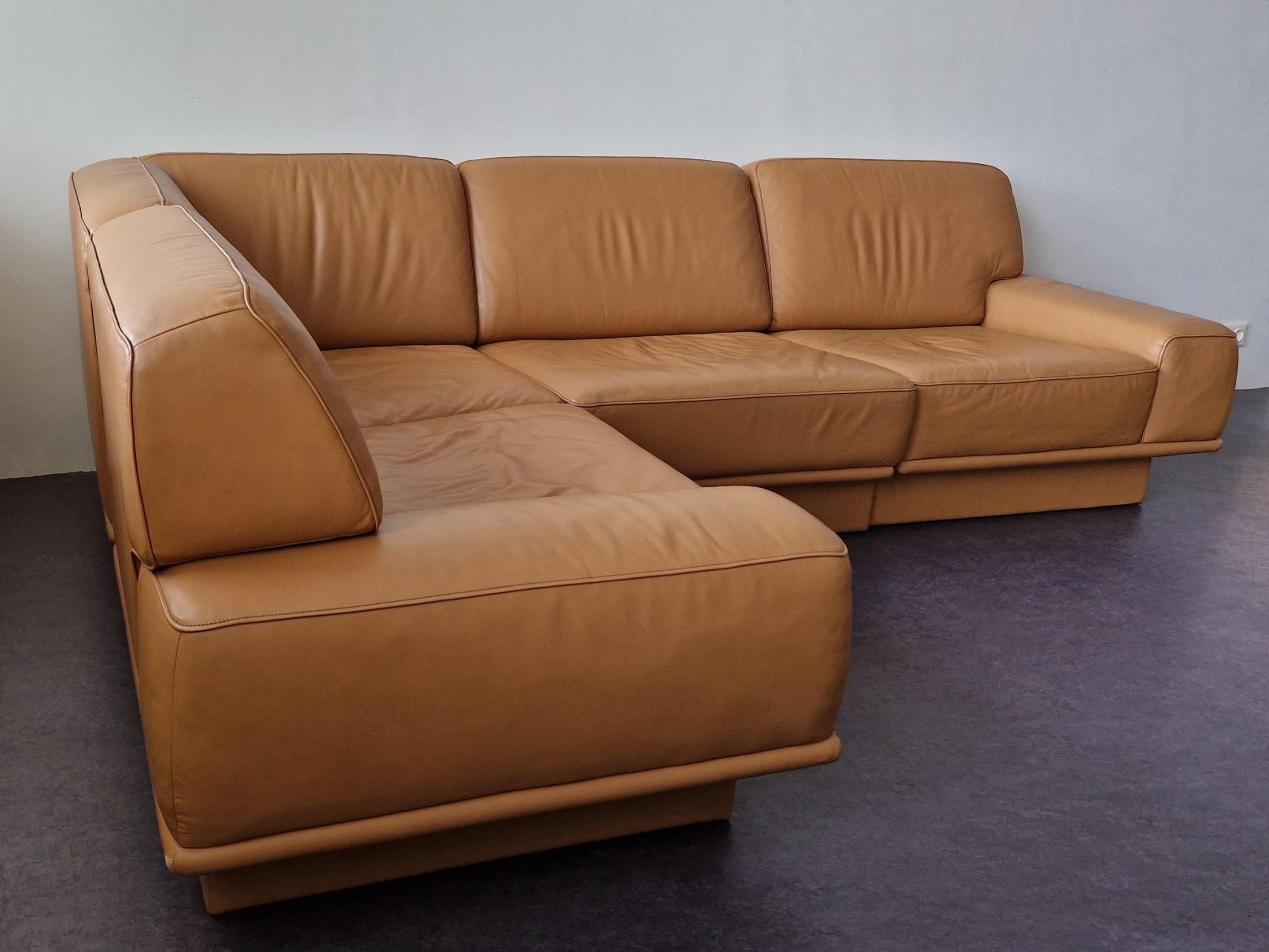 Swiss Midcentury Leather Sectional Corner Sofa by De Sede, Switzerland For Sale