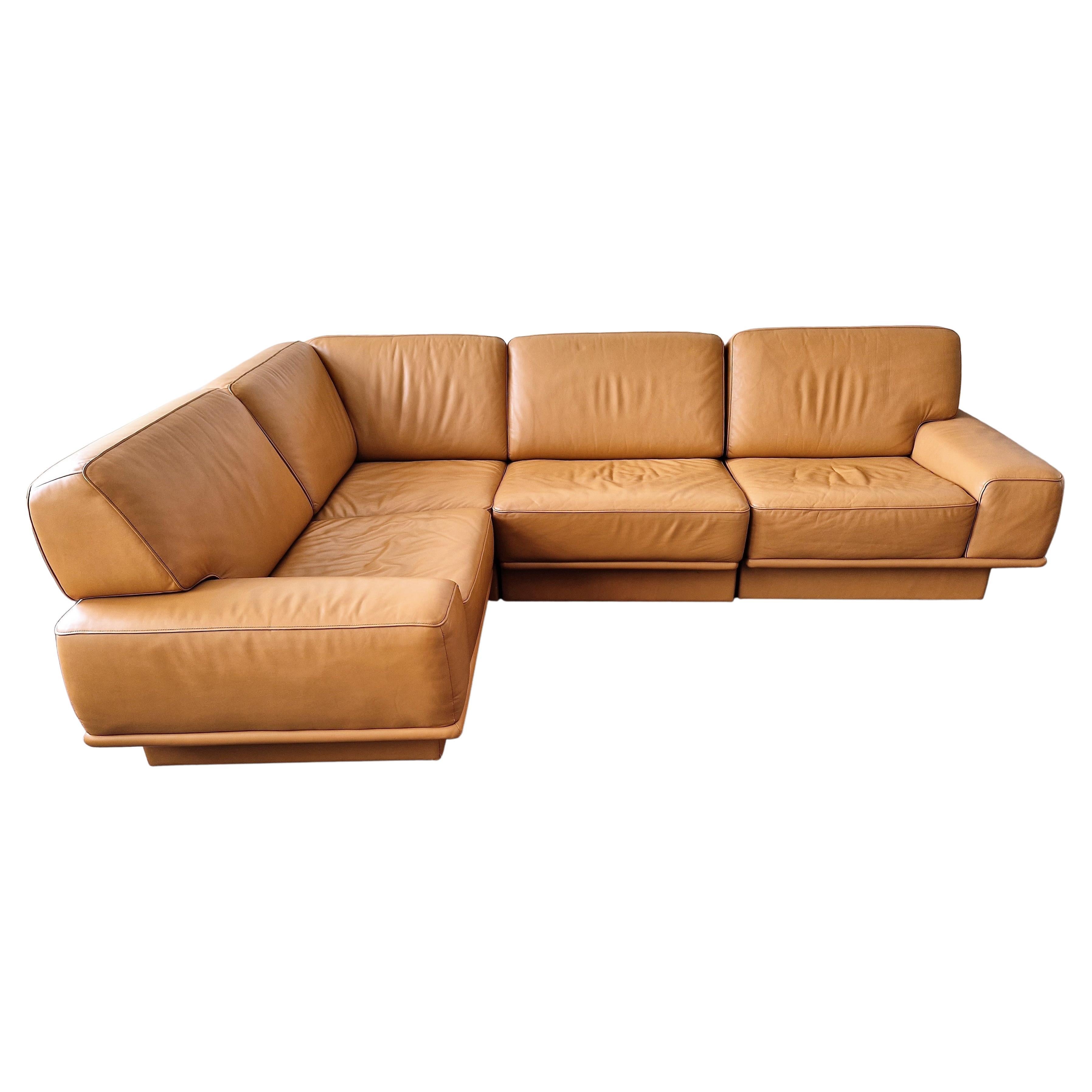 Canapé d'angle sectionnel en cuir du milieu du siècle dernier par De Sede, Suisse en vente