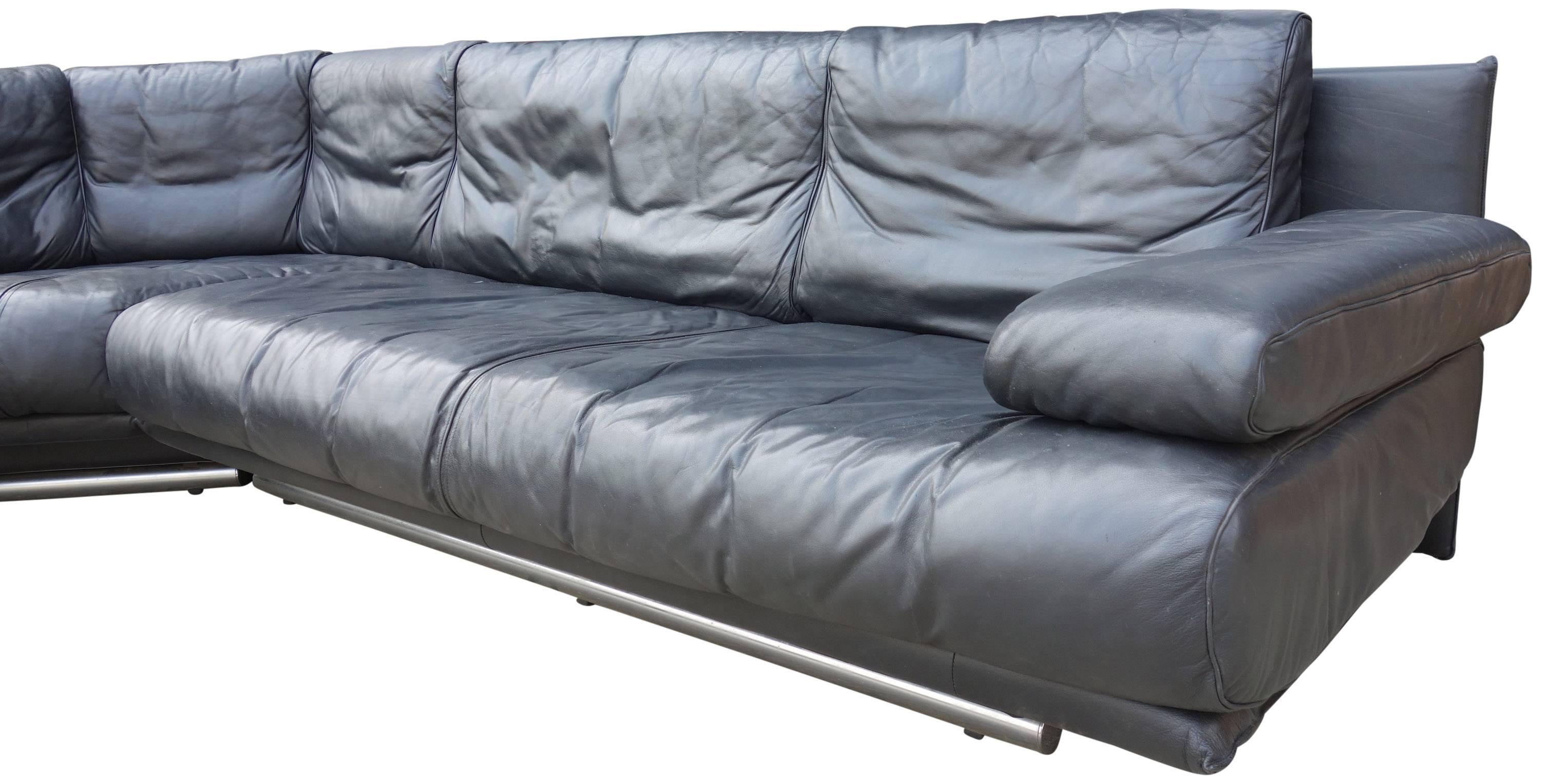 Mid-Century Modern Midcentury Leather Sectional Sofa