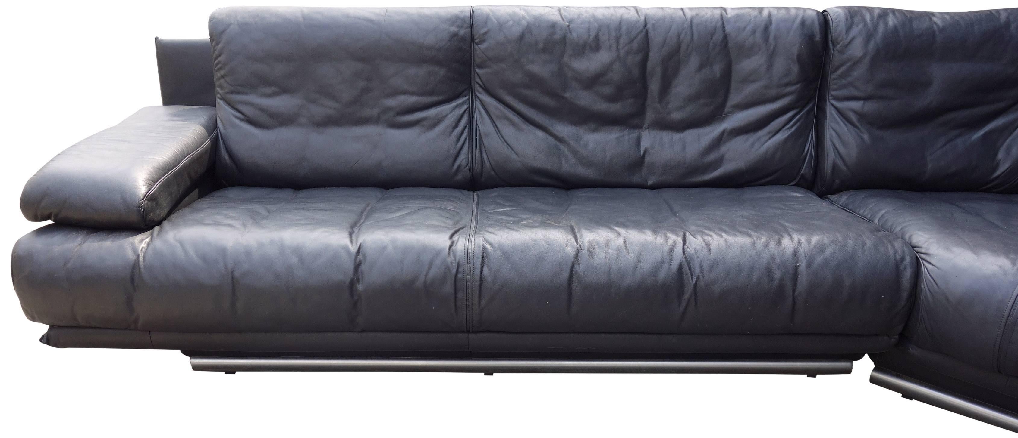 20th Century Midcentury Leather Sectional Sofa