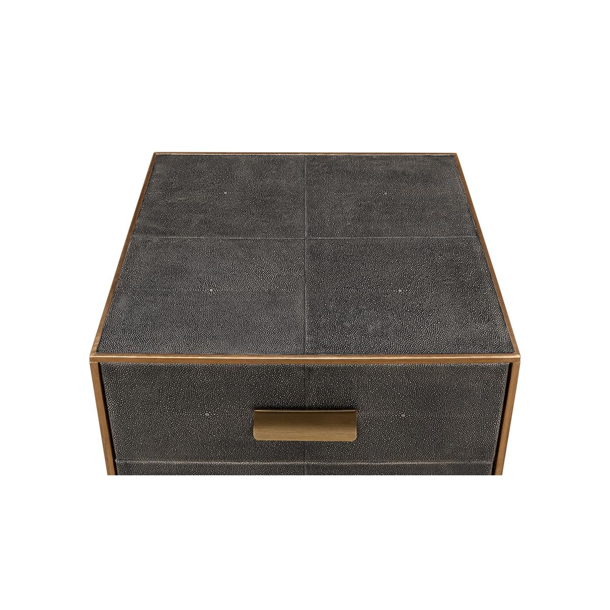 Asian Mid Century Leather Side Table - Gray For Sale