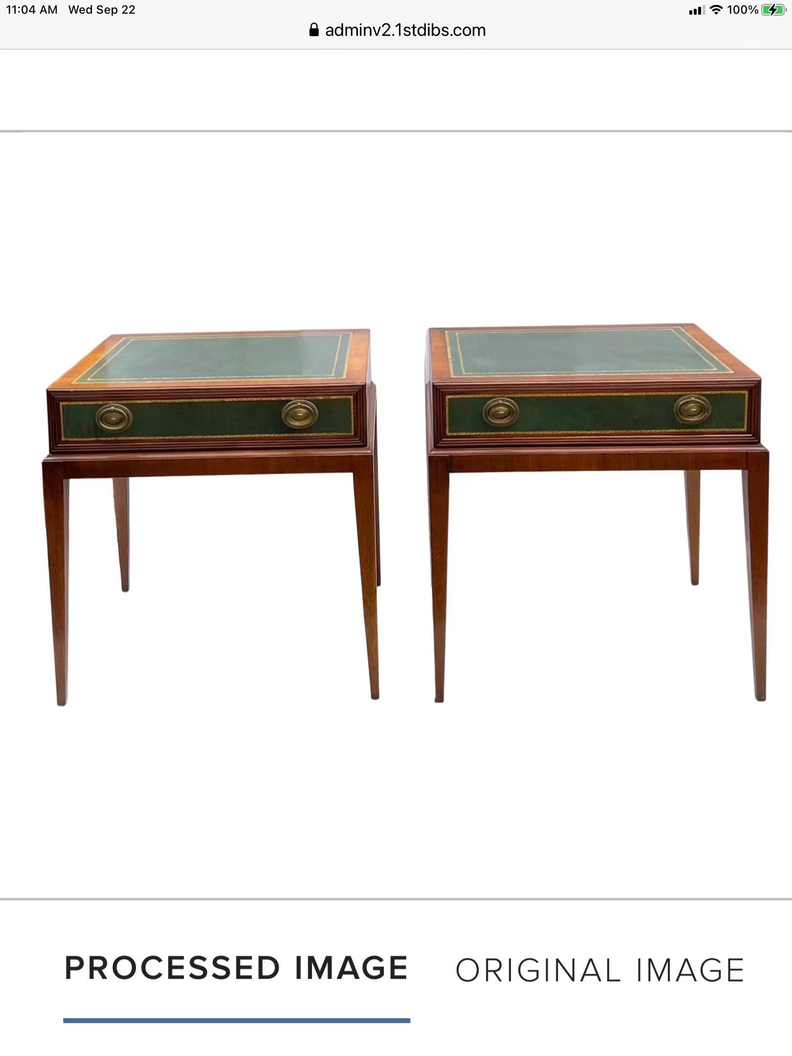 American Mid-Century Leather Side Tables in the Manner of Parzinger for Charak, Pair