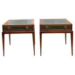 Vintage Mid-Century Leather Side Tables in the Manner of Parzinger for Charak, Pair