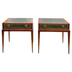Vintage Mid-Century Leather Side Tables in the Manner of Parzinger for Charak, Pair