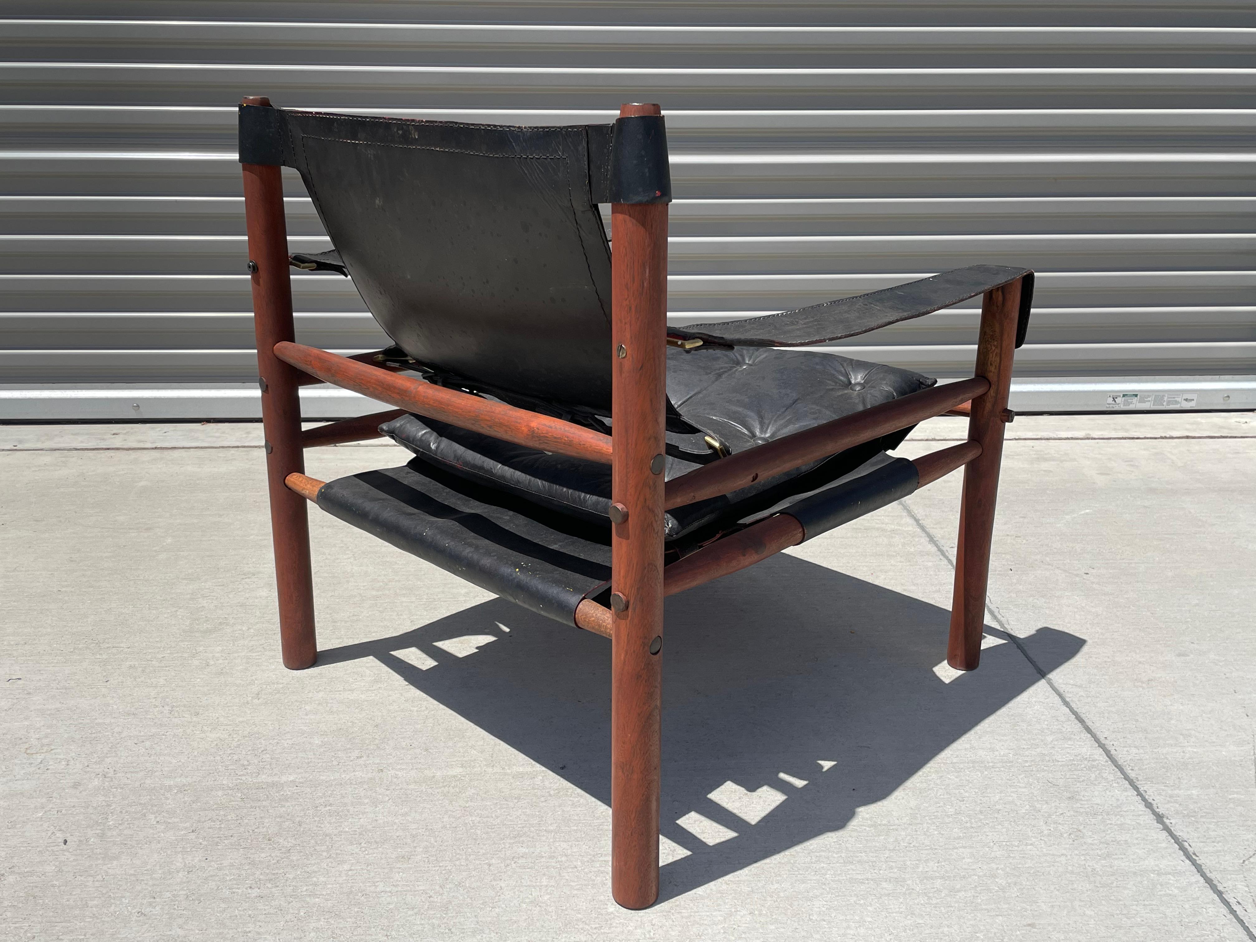 Midcentury Leather Sirocco Safari Chair by Arne Norell 3