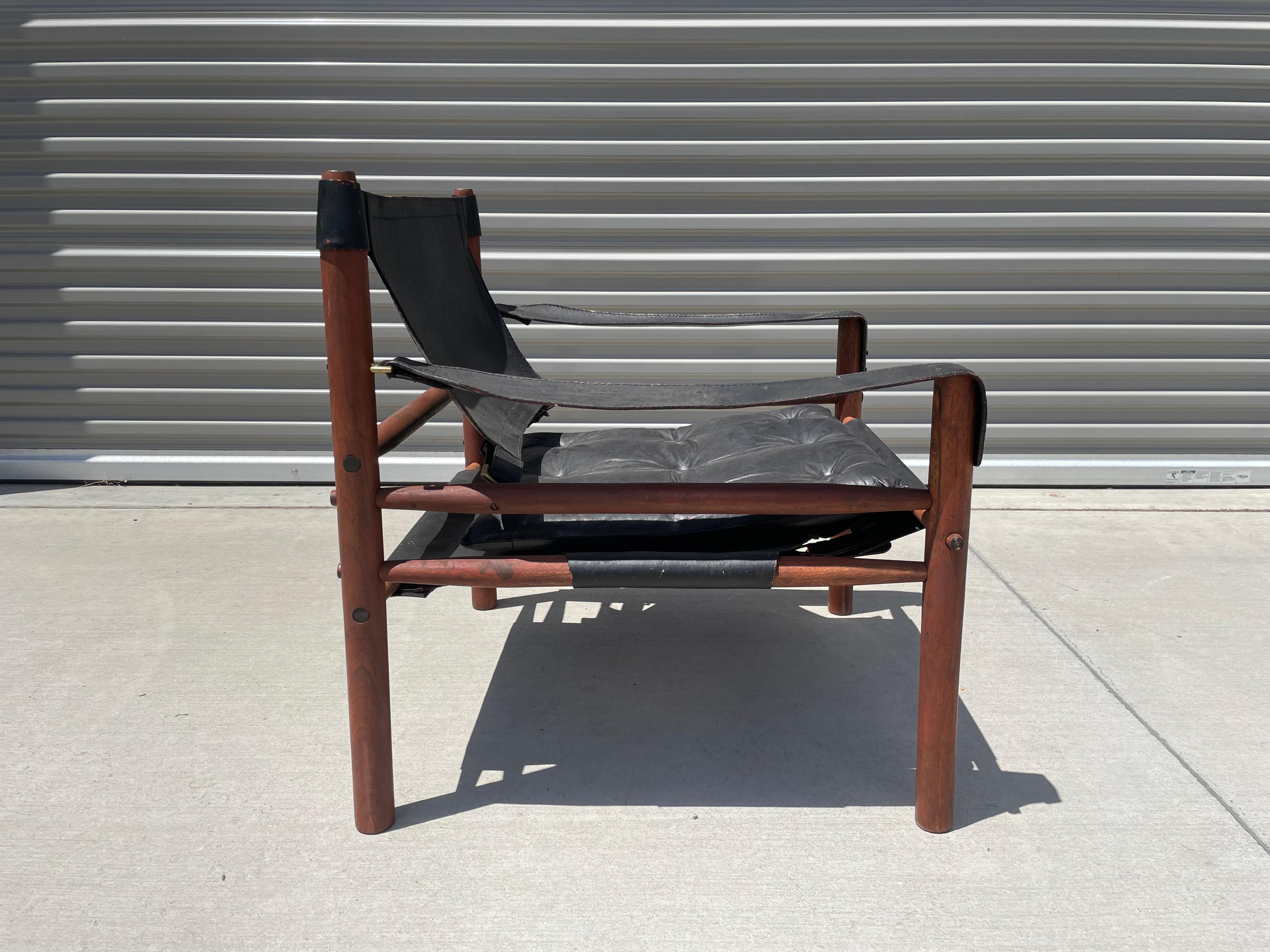 Midcentury Leather Sirocco Safari Chair by Arne Norell 4