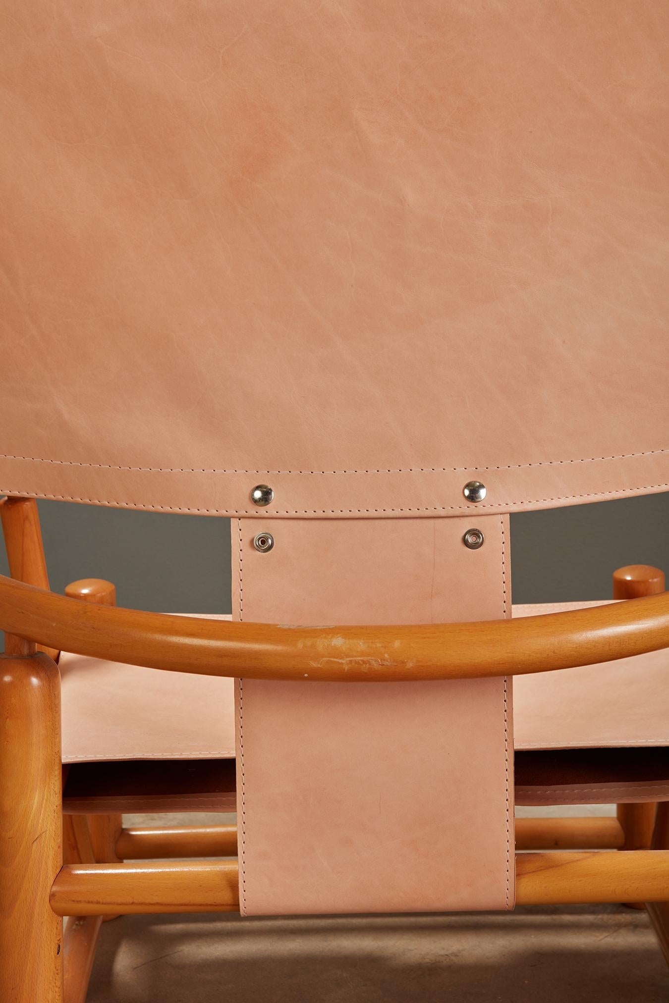 Mid Century Leather Sling G23 Hoop Chairs by Piero Palange, A Pair For Sale 8