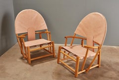 Mid Century Leather Sling G23 Hoop Chairs by Piero Palange, A Pair