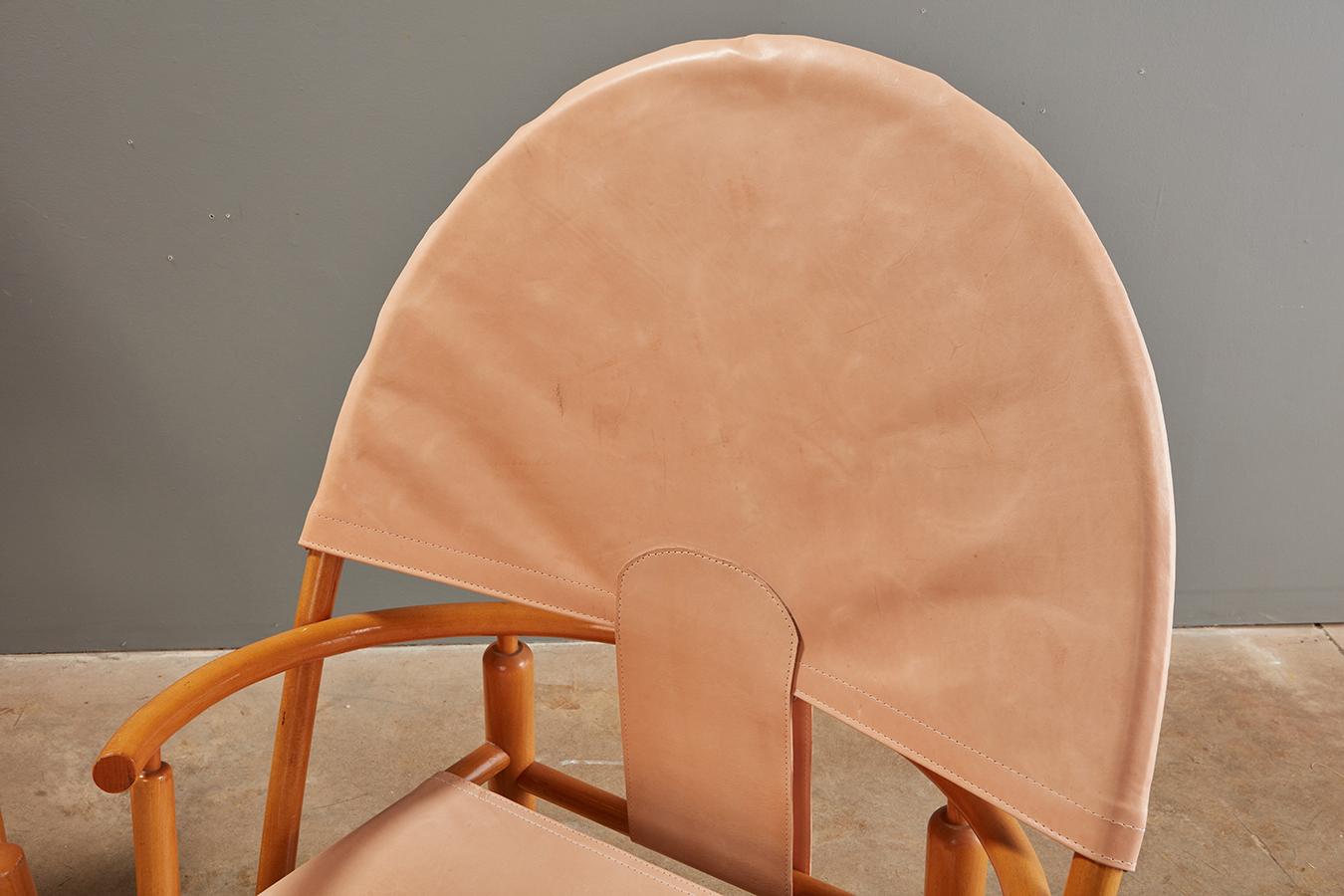Mid Century Leather Sling G23 Hoop Chairs by Piero Palange, A Pair For Sale 2