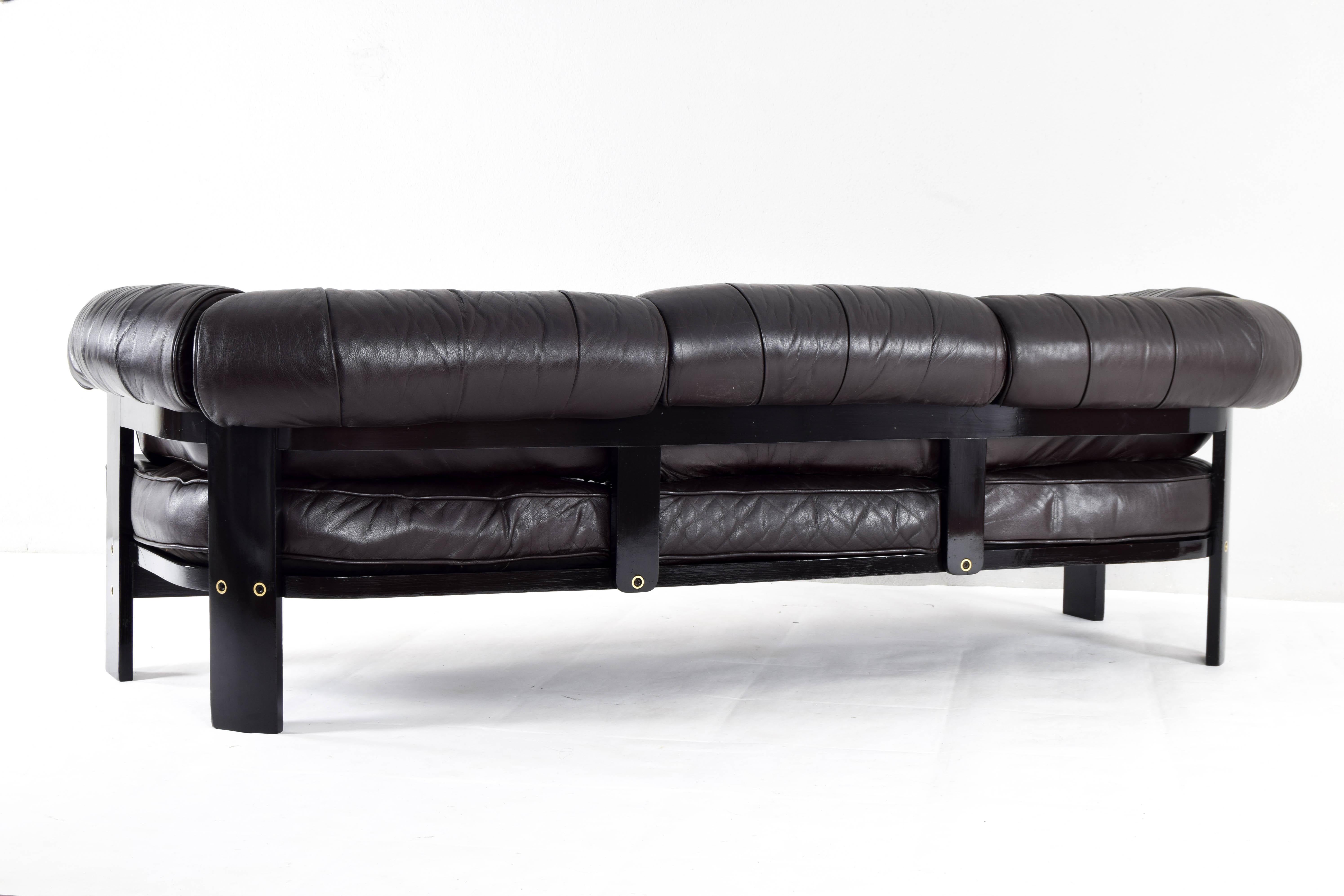Spanish Midcentury Leather Sofa and Armchairs Set by Tobia Scarpa for MYC Gavina, 1960