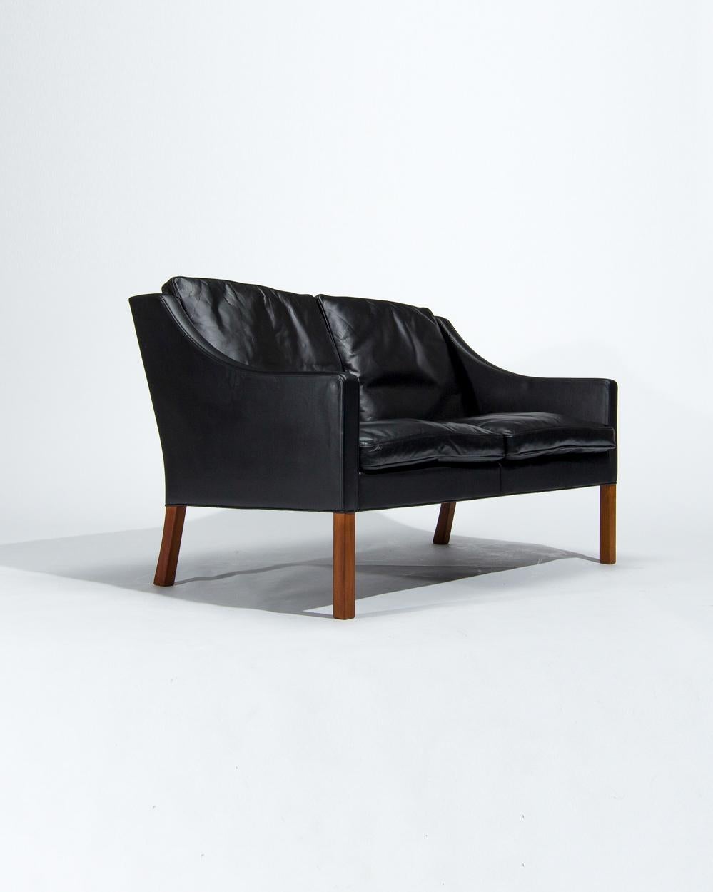 Midcentury Leather Sofa by Borge Mogensen 2208, Danish Design, 1960s 7