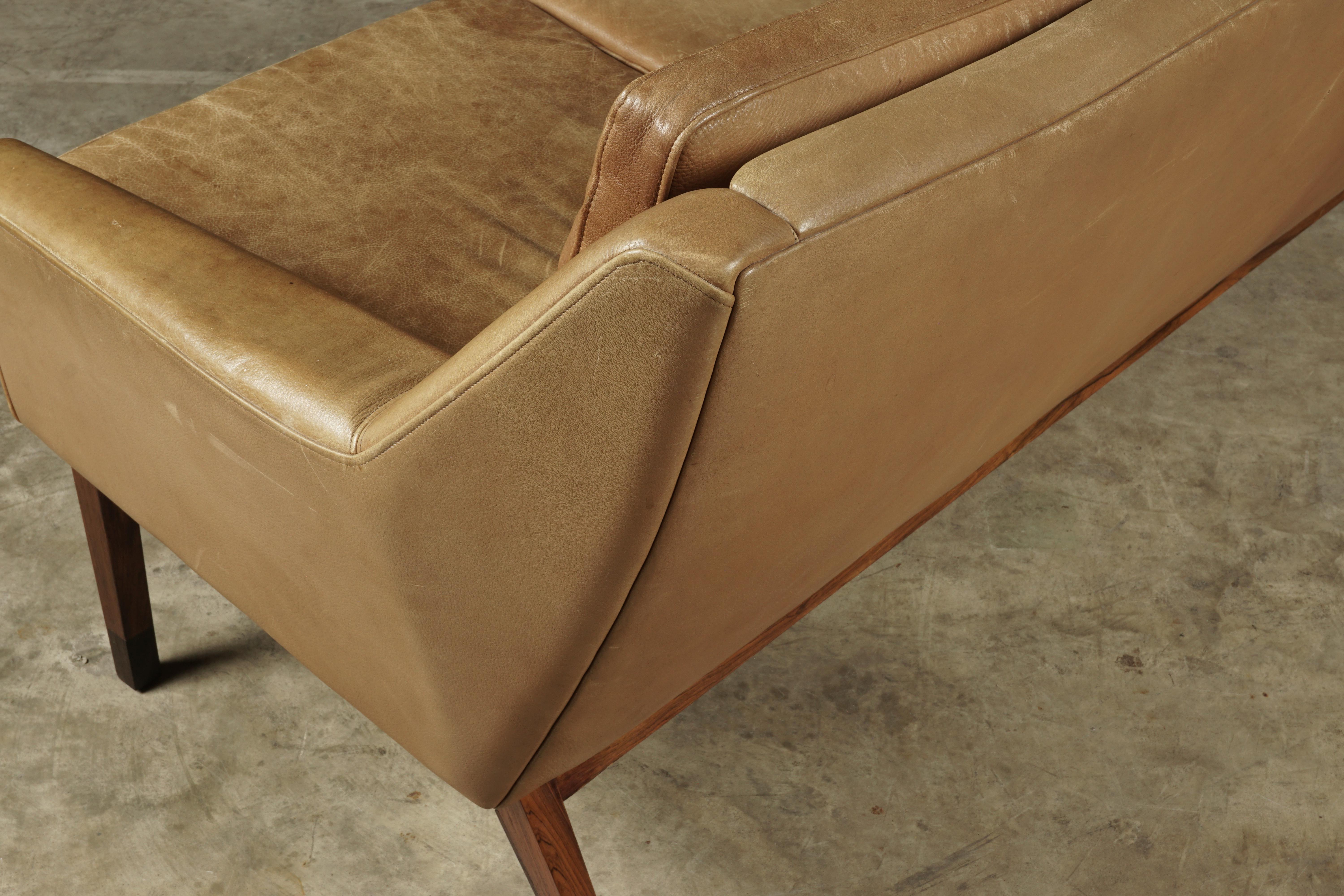 Midcentury Leather Sofa from Denmark, circa 1970 2