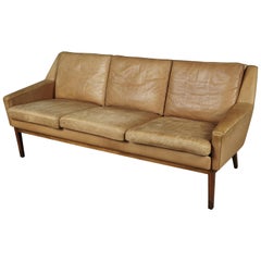 Midcentury Leather Sofa from Denmark, circa 1970