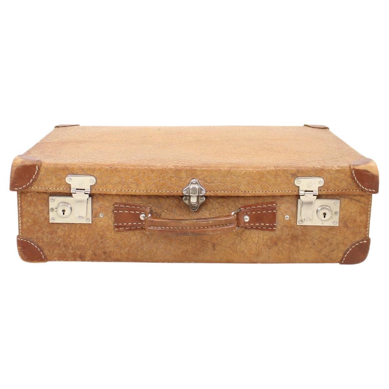 Mid-Century Leather Suitcase, 1950s For Sale