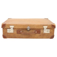 Valise en cuir du milieu du siècle, années 1950