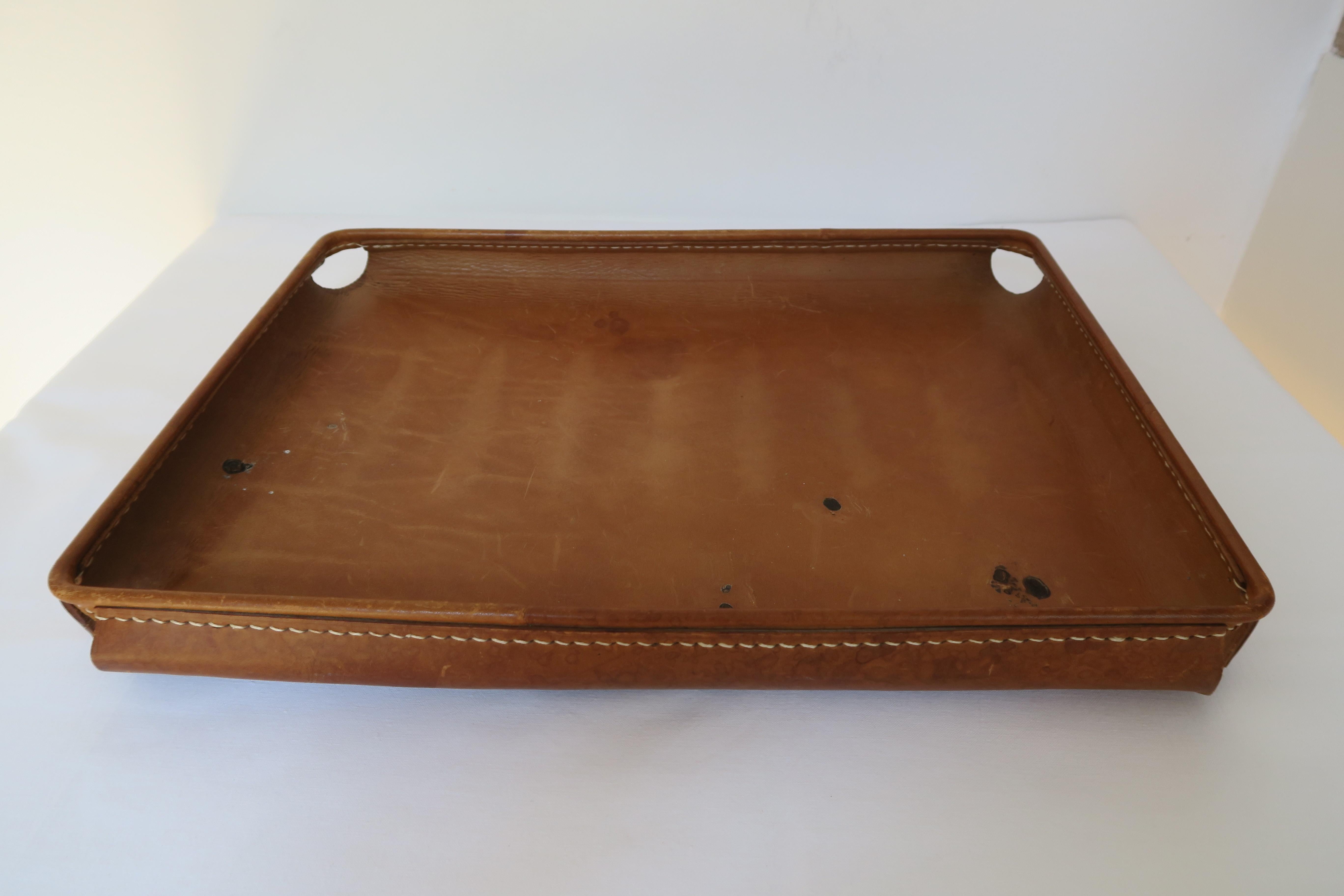 Hand-Crafted Mid-Century Leather Tray by Carl Auböck