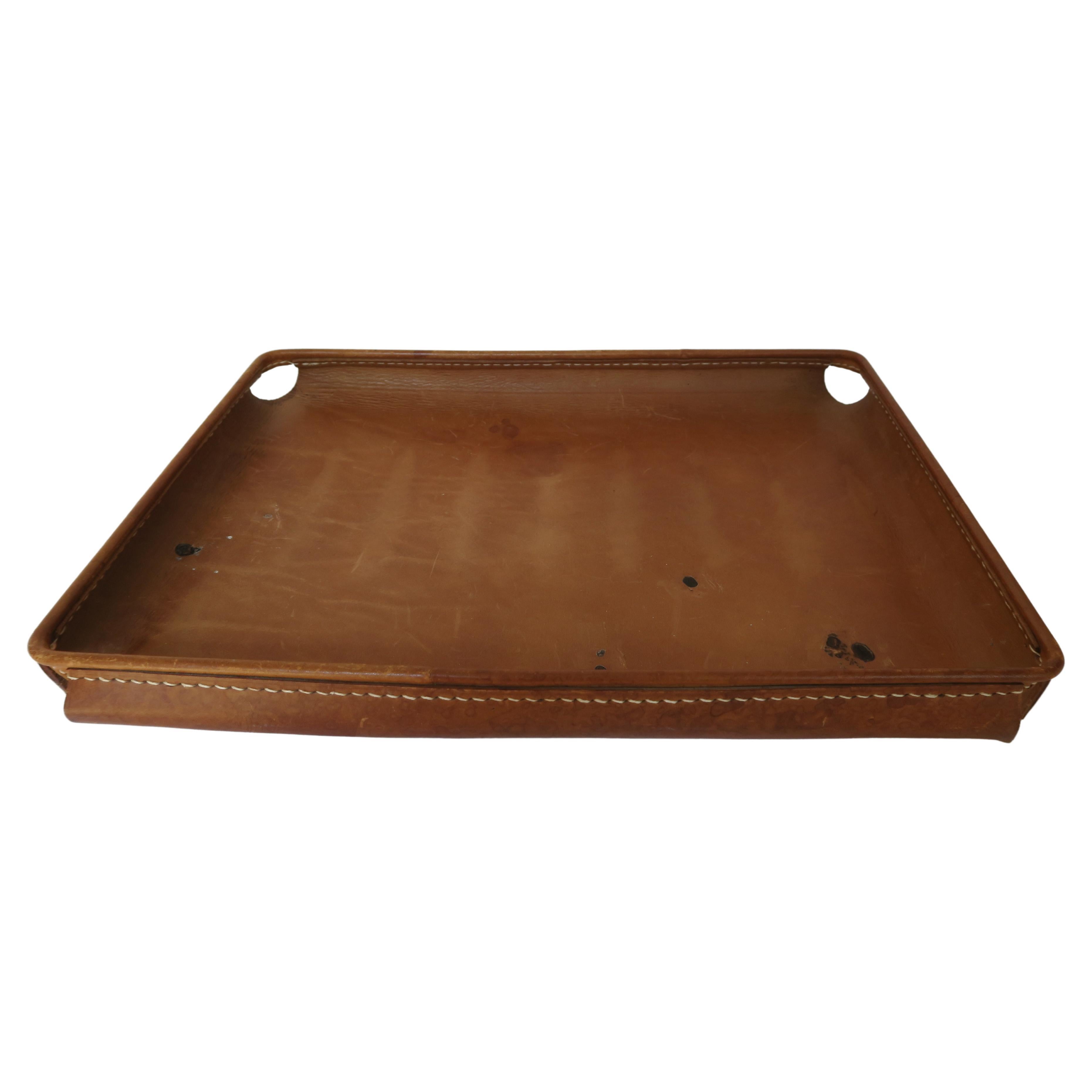 Mid-Century Leather Tray by Carl Auböck