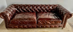Mid-Century Leather Tufted Sofa w/ Loose Cushions
