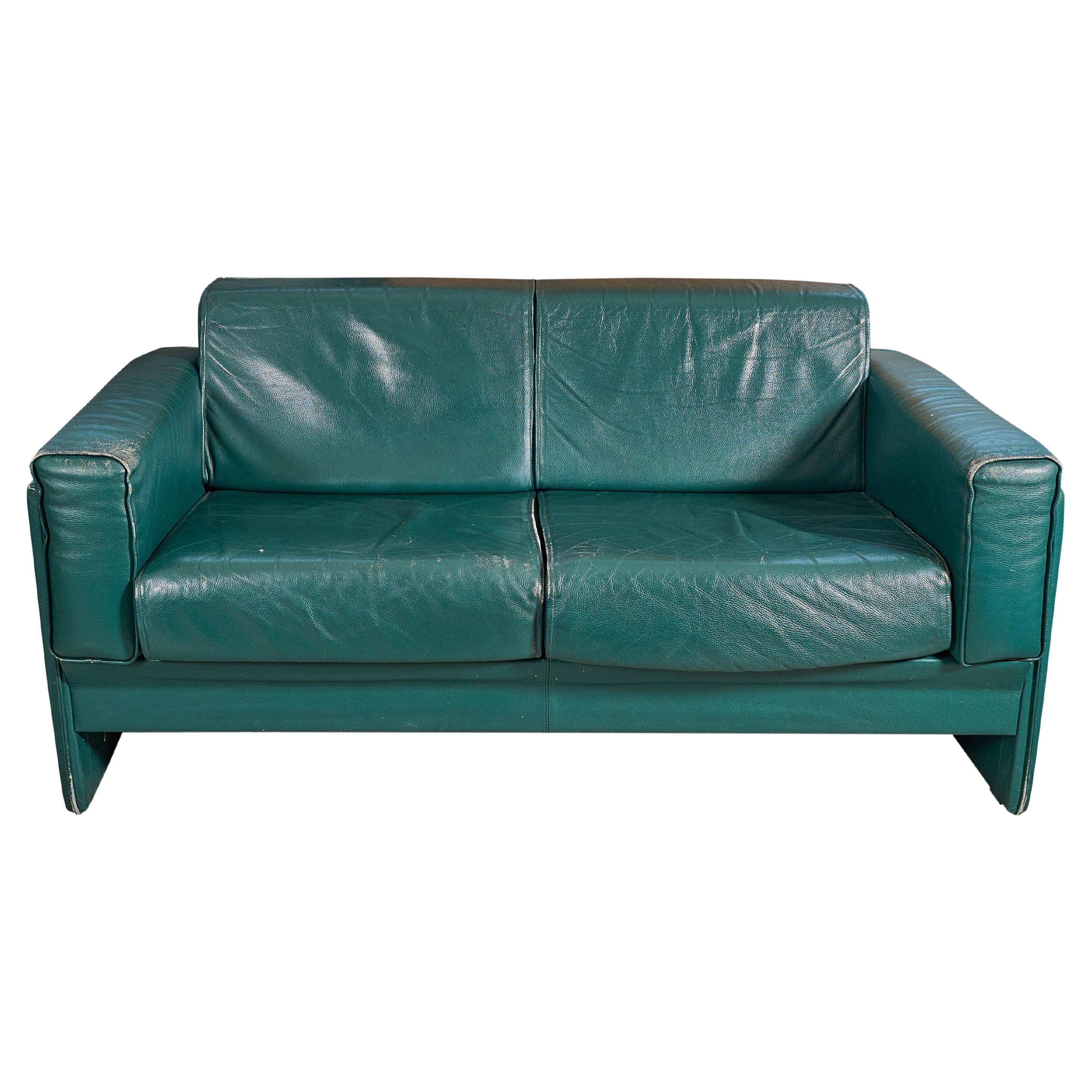 Midcentury Leather Two Seat Sofa