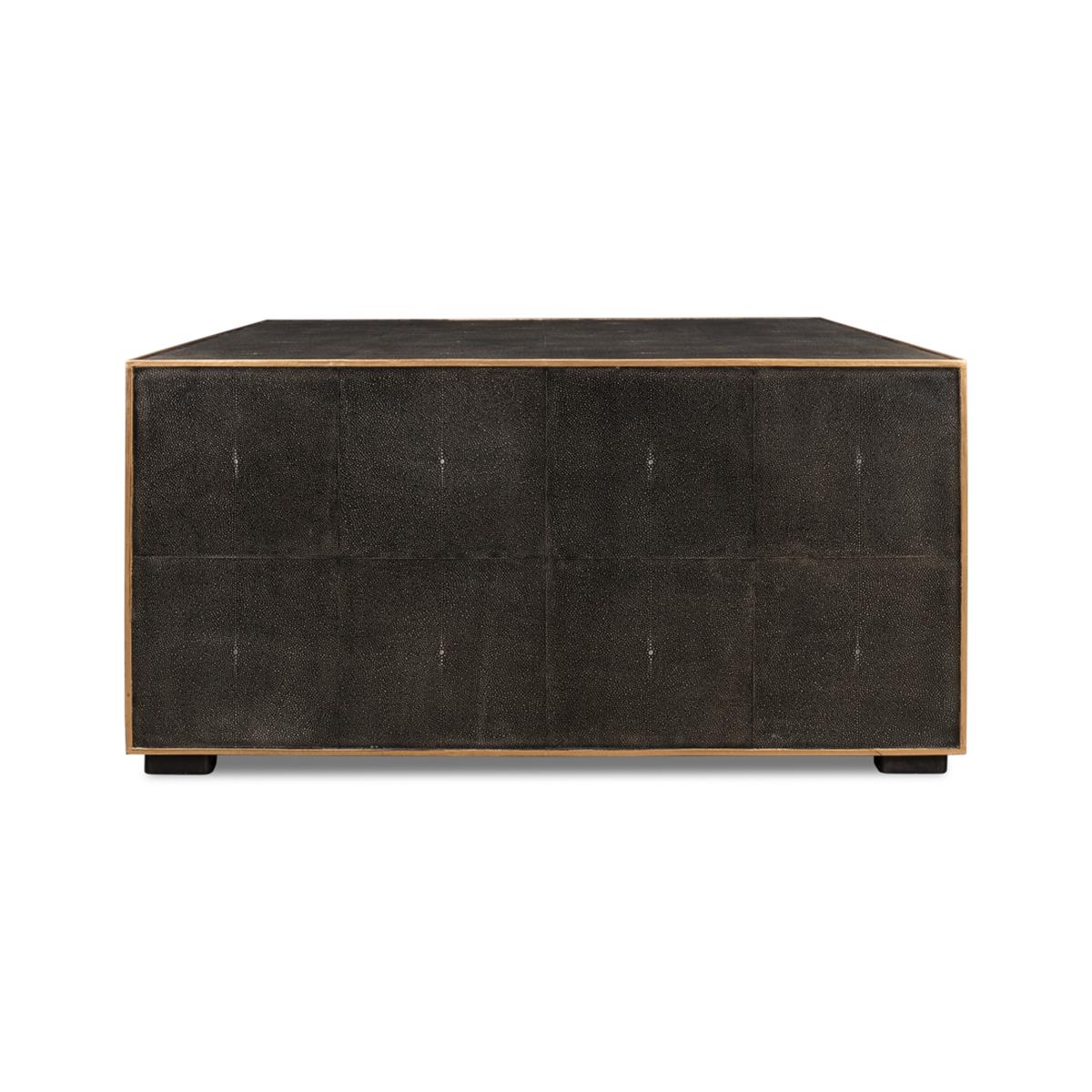 Contemporary Mid Century Leather Wrapped Coffee Table For Sale