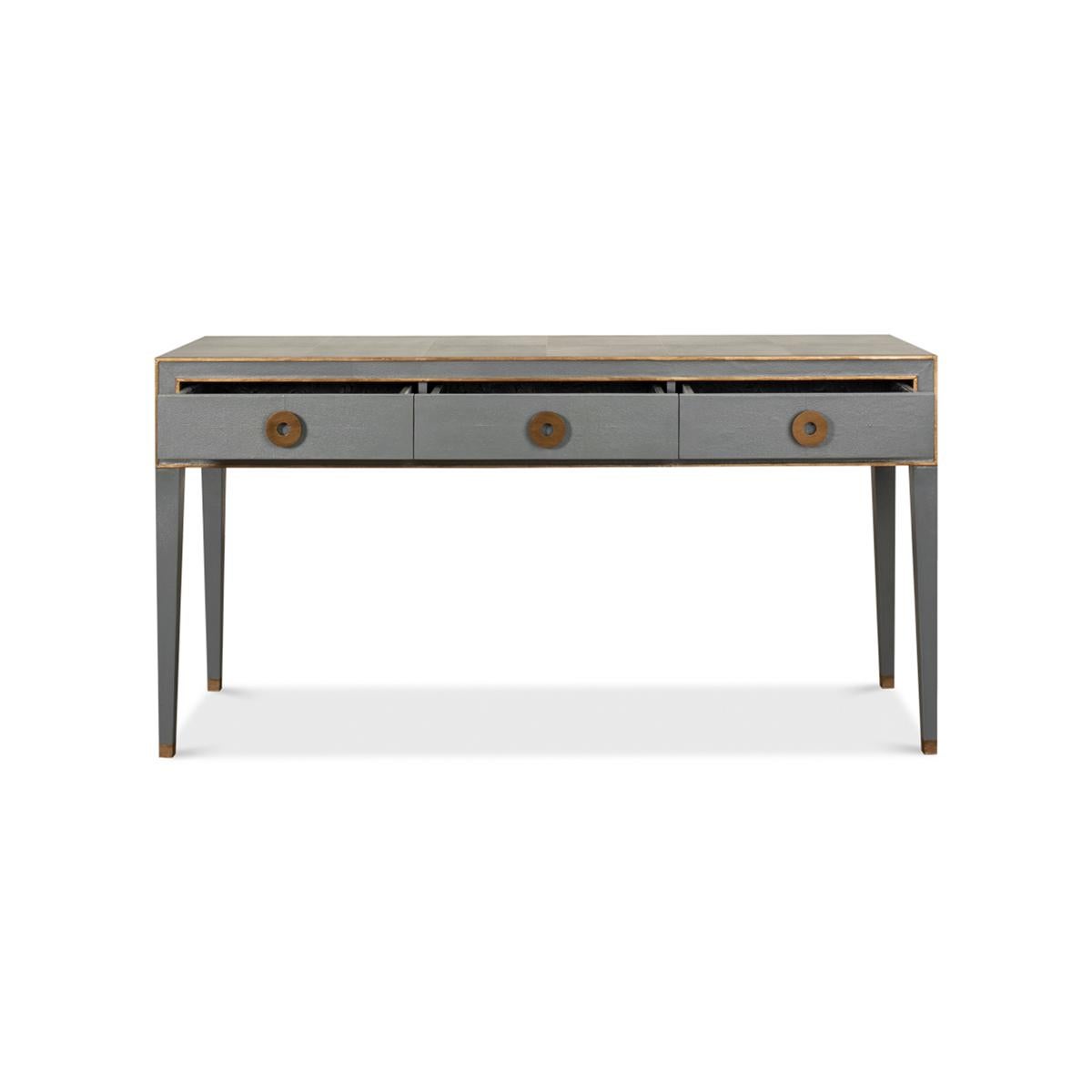 Mid-Century Modern Mid Century Leather Wrapped Console For Sale
