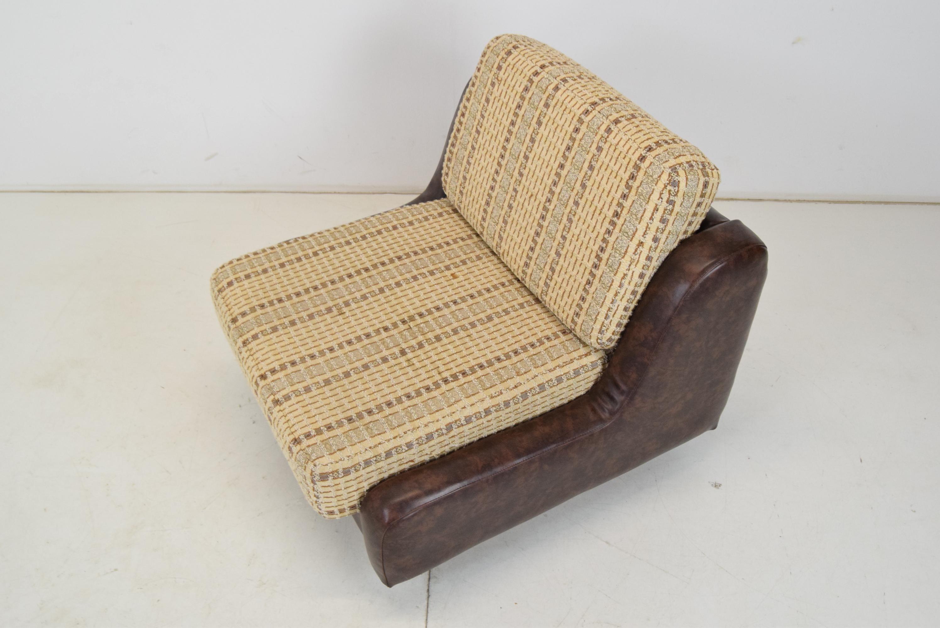 Czech Mid-Century Leatherette Armchair on the Wheels, 1970's For Sale
