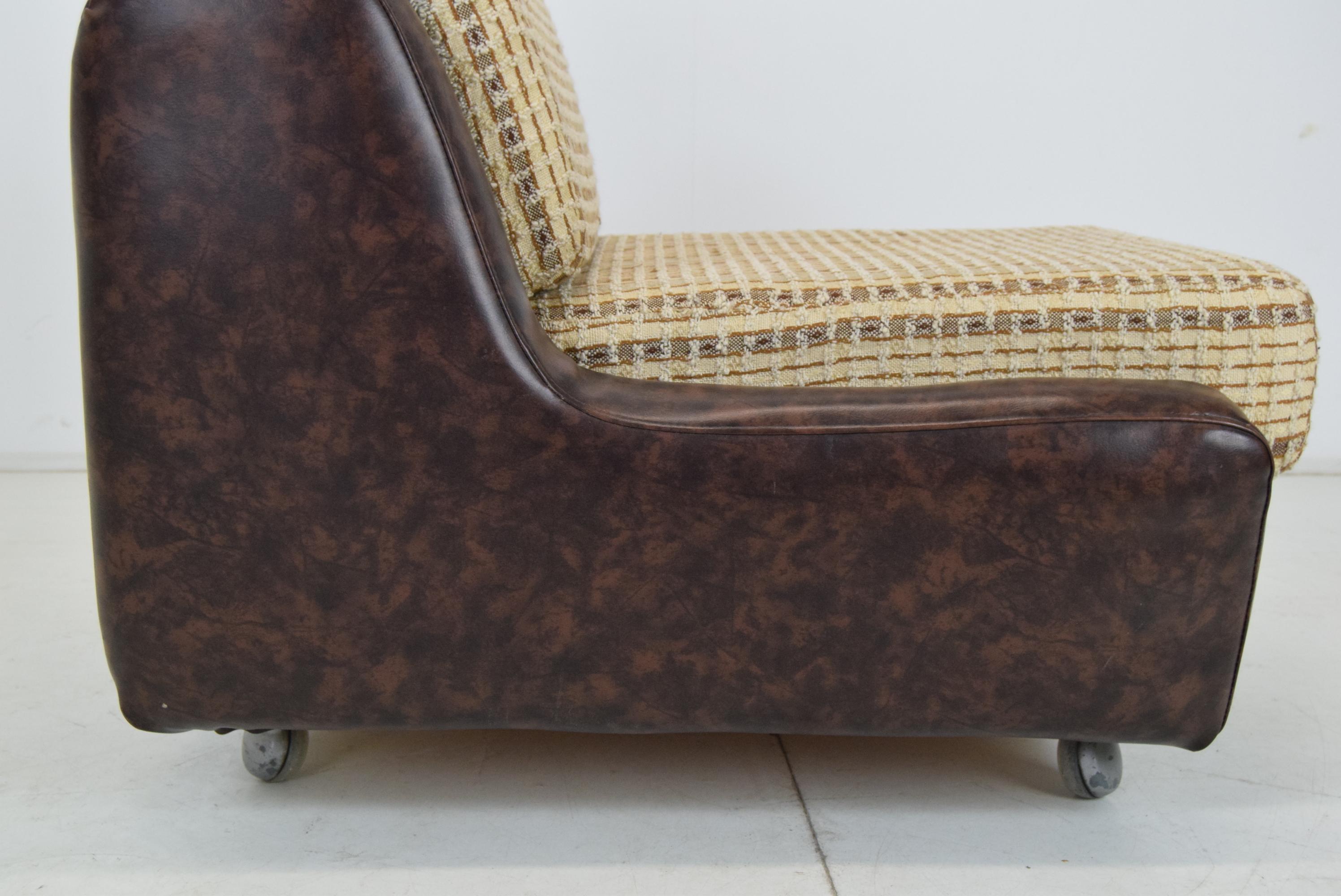 Mid-Century Leatherette Armchair on the Wheels, 1970's For Sale 2
