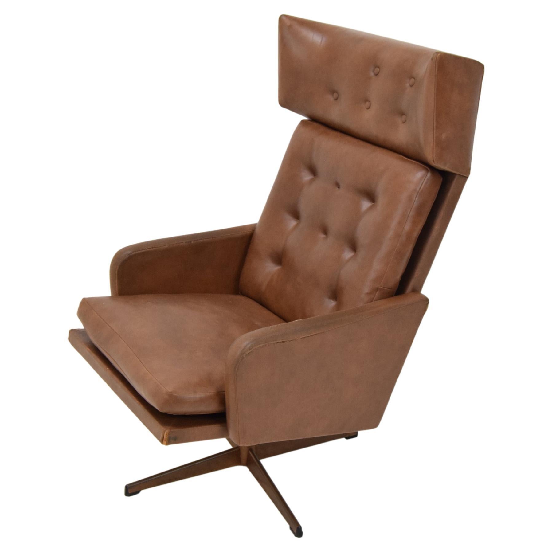 Midcentury Leatherette Rotatable Armchair, 1960s