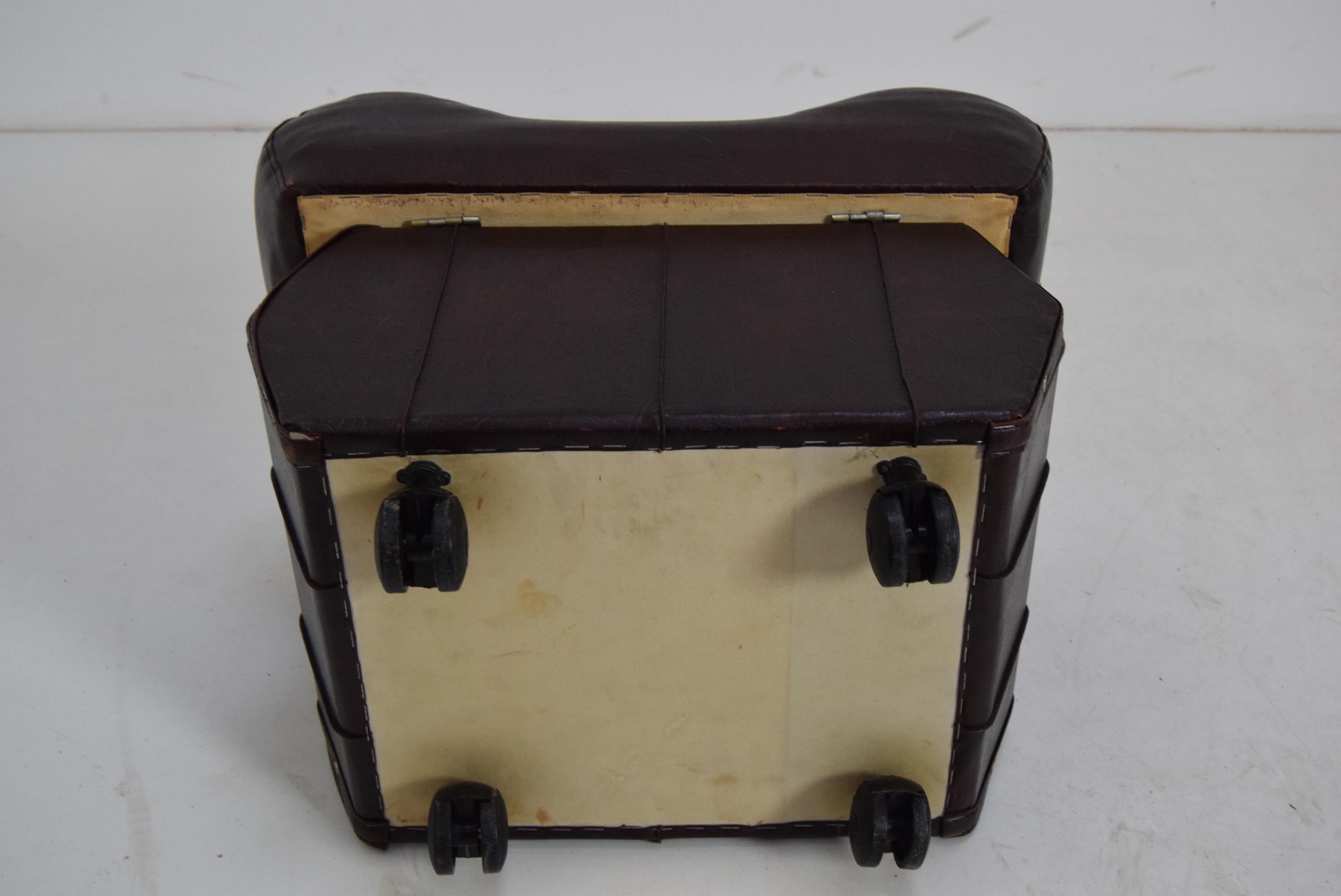 Late 20th Century Midcentury Leatherette Stool with Wheels, 1970s For Sale