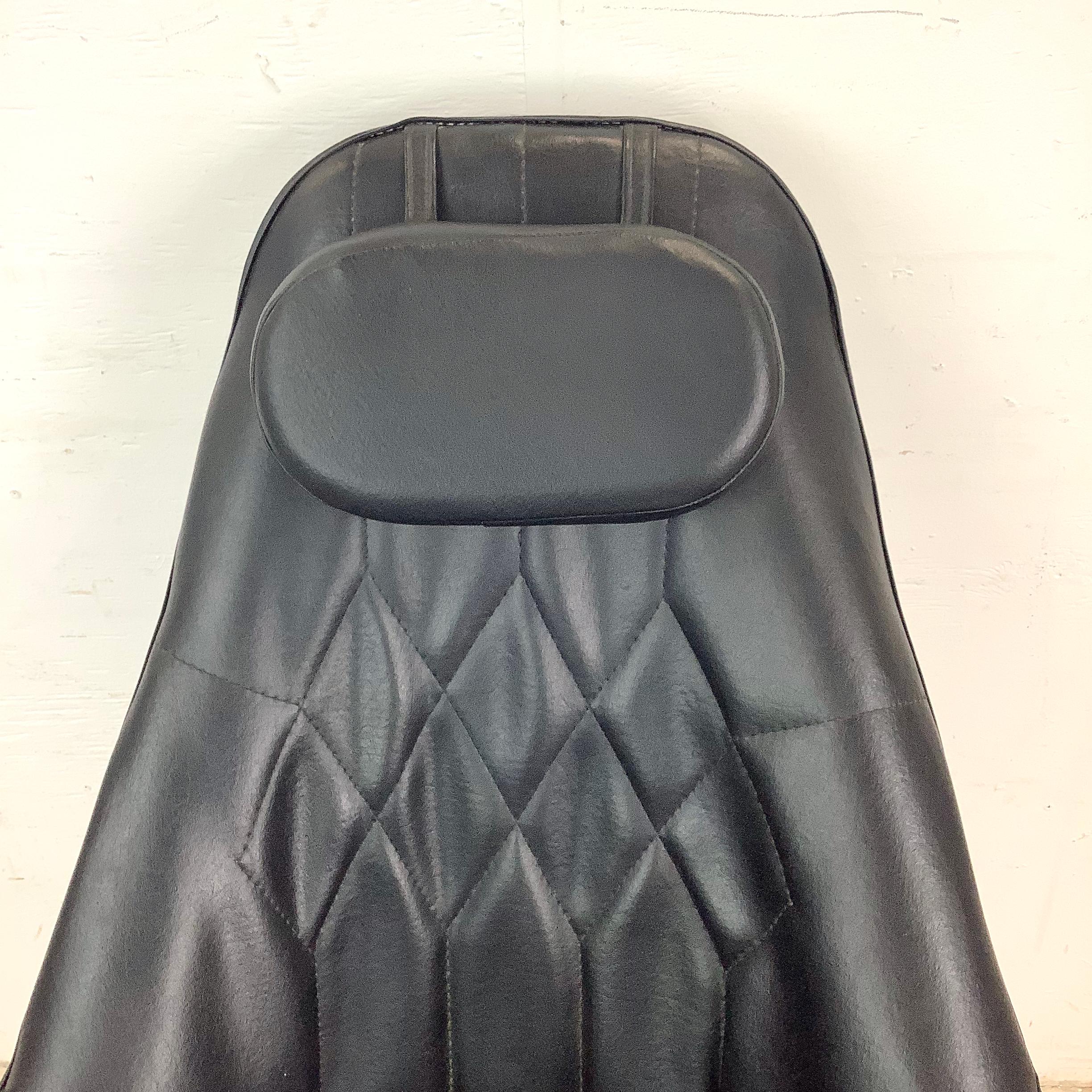 Mid-Century Leatherette Swivel Chair w/ Headrest For Sale 6