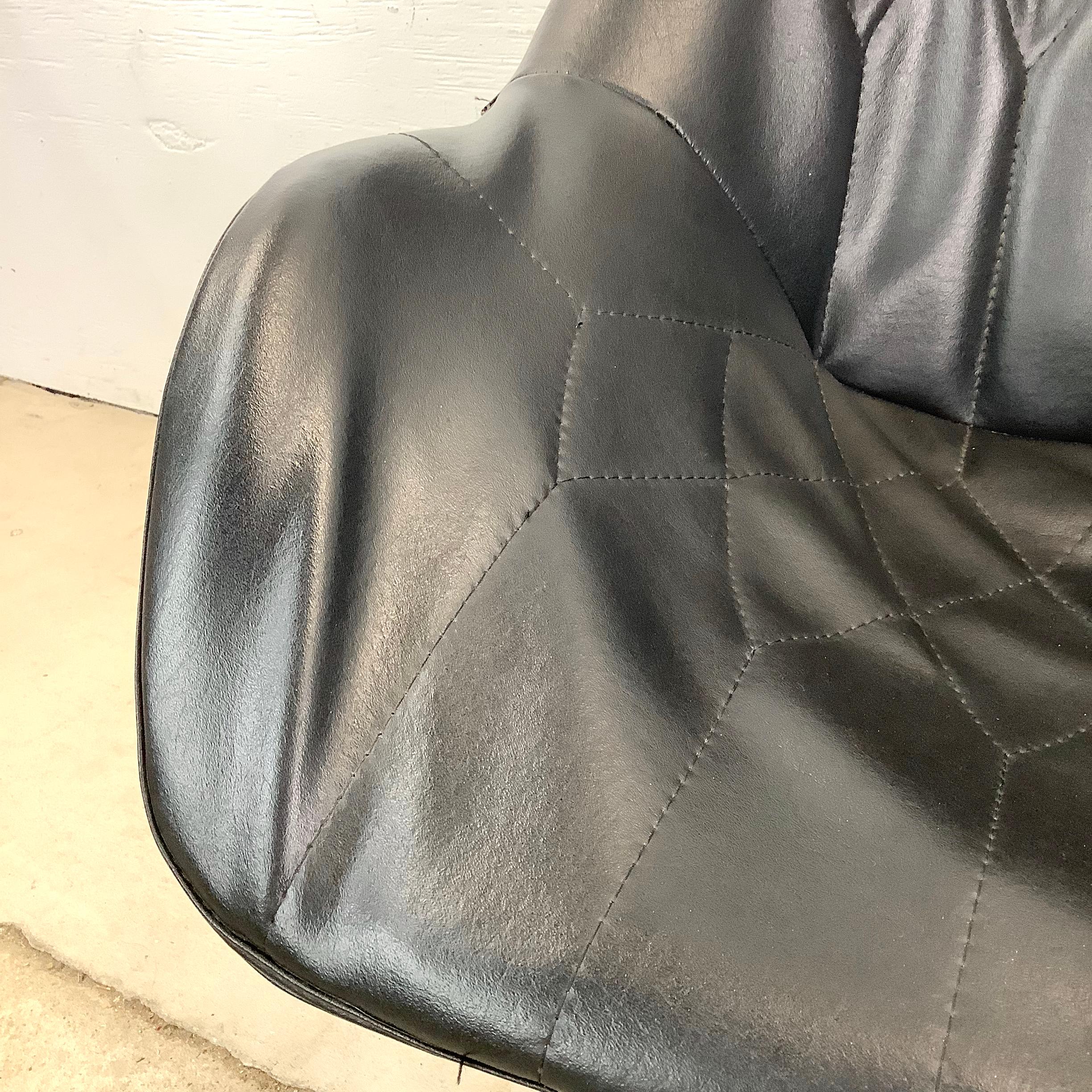 Mid-Century Leatherette Swivel Chair w/ Headrest For Sale 7
