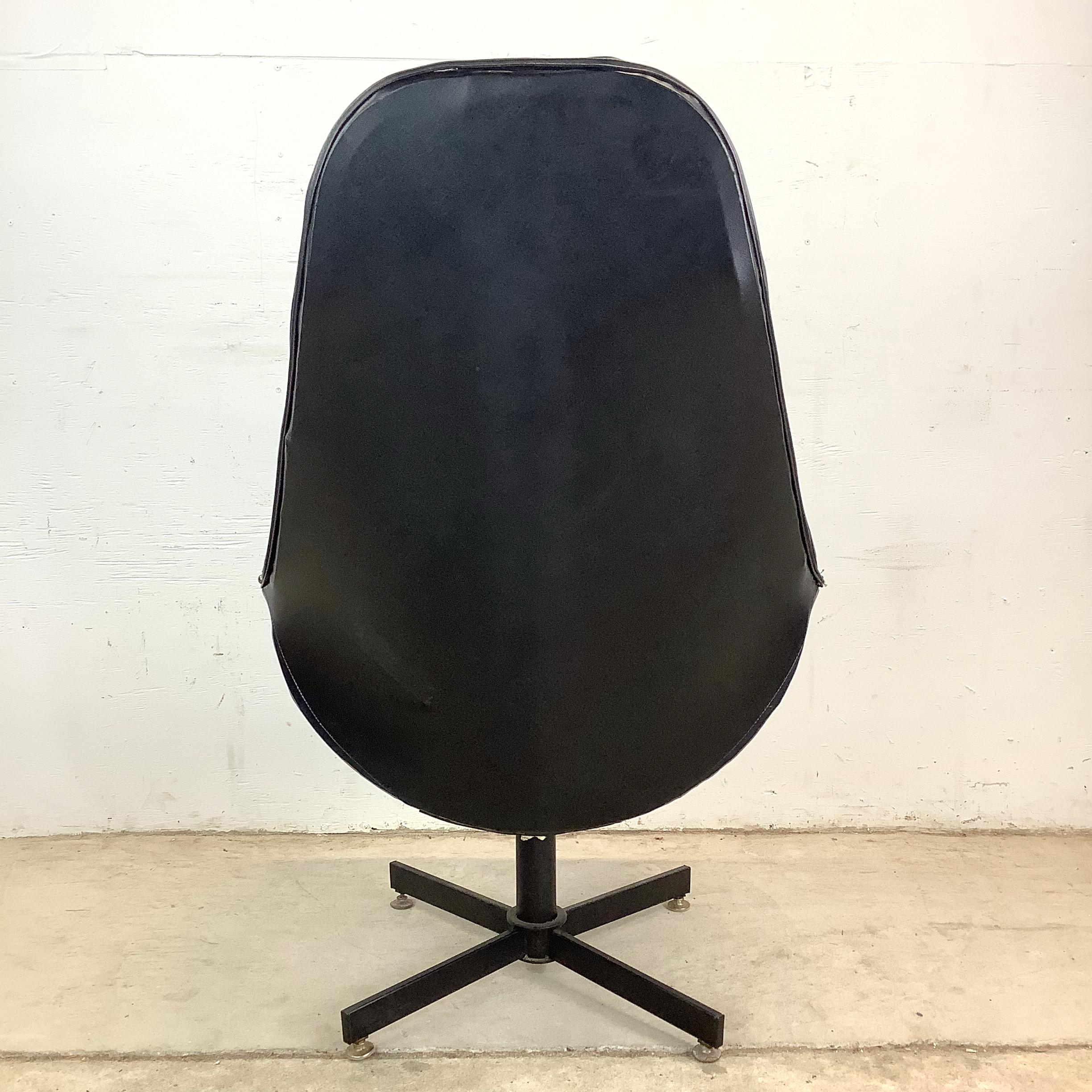 Other Mid-Century Leatherette Swivel Chair w/ Headrest For Sale