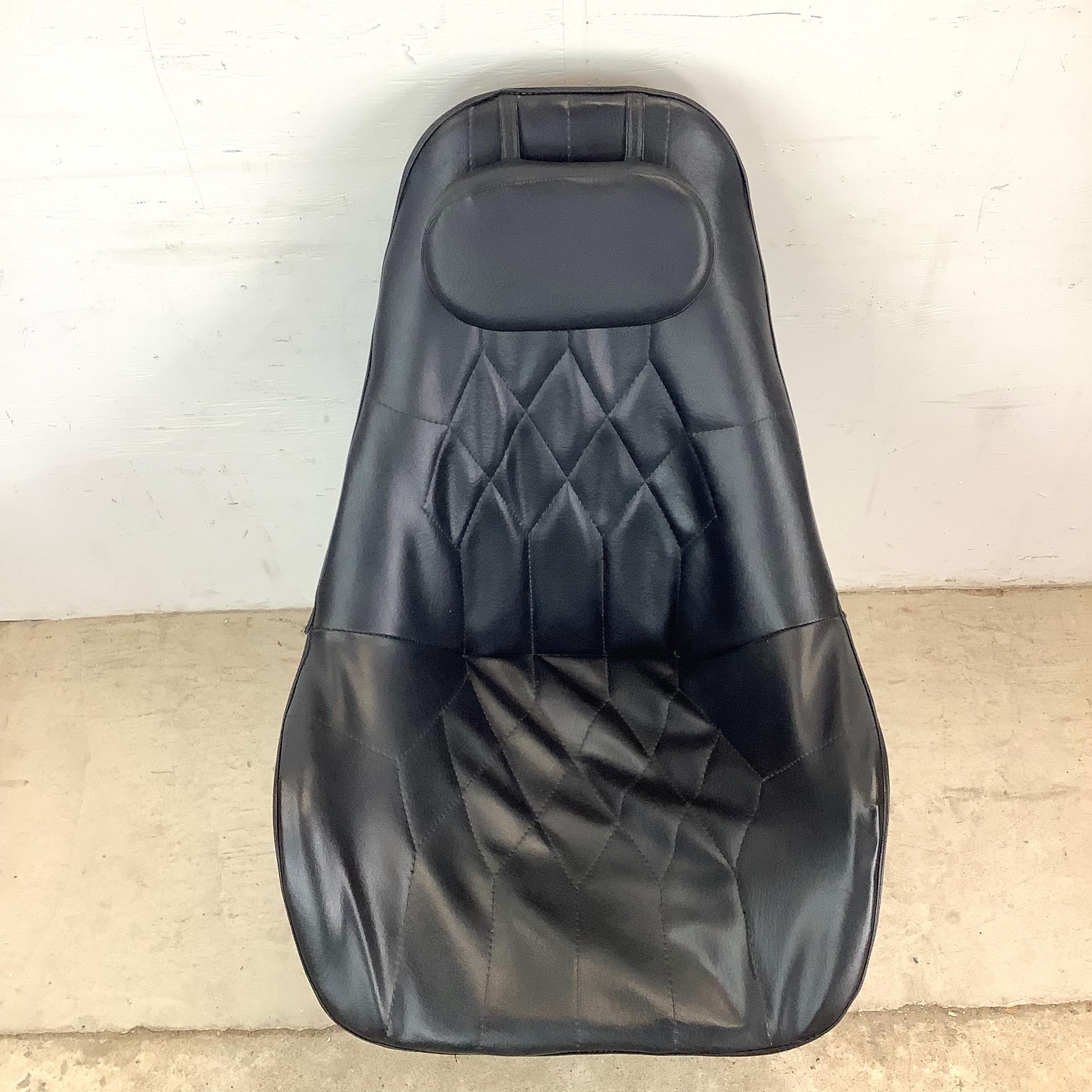 20th Century Mid-Century Leatherette Swivel Chair w/ Headrest For Sale