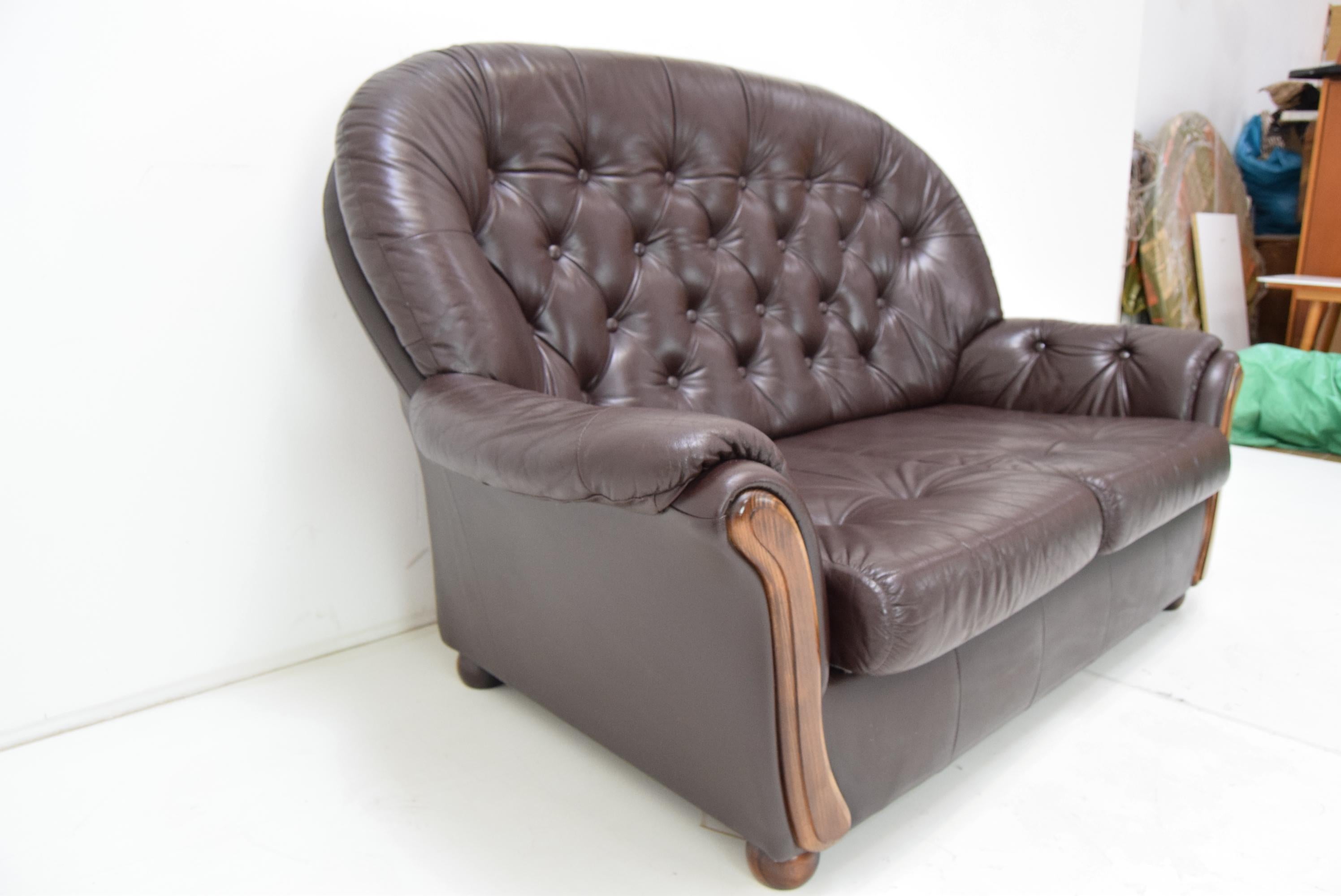 Mid-century Leatherette Two Seat Sofa, 1990's.  For Sale 1